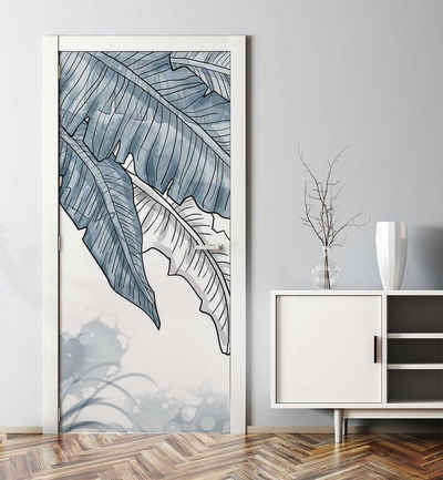 MyMaxxi Dekorationsfolie Türtapete Hängende große Palmblätter Türbild Türaufkleber Folie