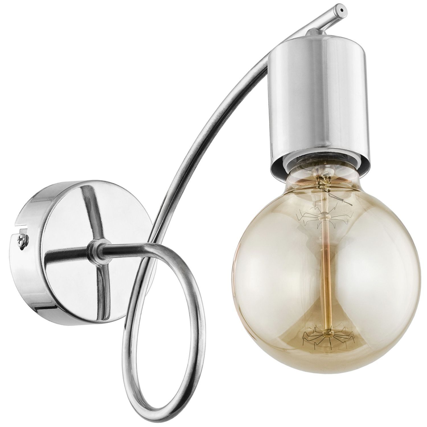 Licht-Erlebnisse Wandleuchte KALMAR, ohne Leuchtmittel, Metall E27 22 cm hoch Chrom Retro Design