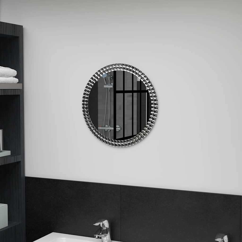 furnicato Wandspiegel Runder 40 cm Silber mit Acrylkristallrand und gehärtetem (1-St), Langlebiges Glas-Dekospiegel für Bad, Wohnzimmer oder Schlafzimmer