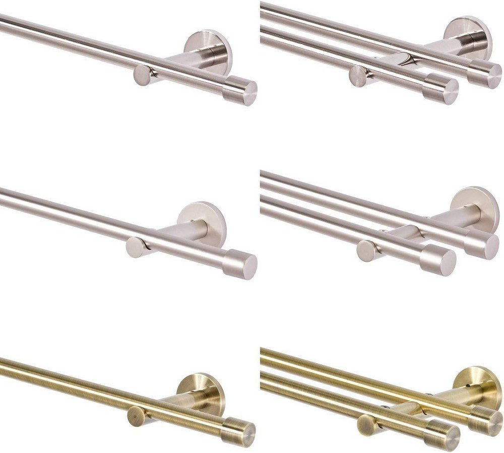 MDEKOR Gardinenstange komplette Ø 16 mm mit Endkappen, kürzbar, Wandmontage, 2-läufig, 120 cm Antik Gold – Bild 5 von 5