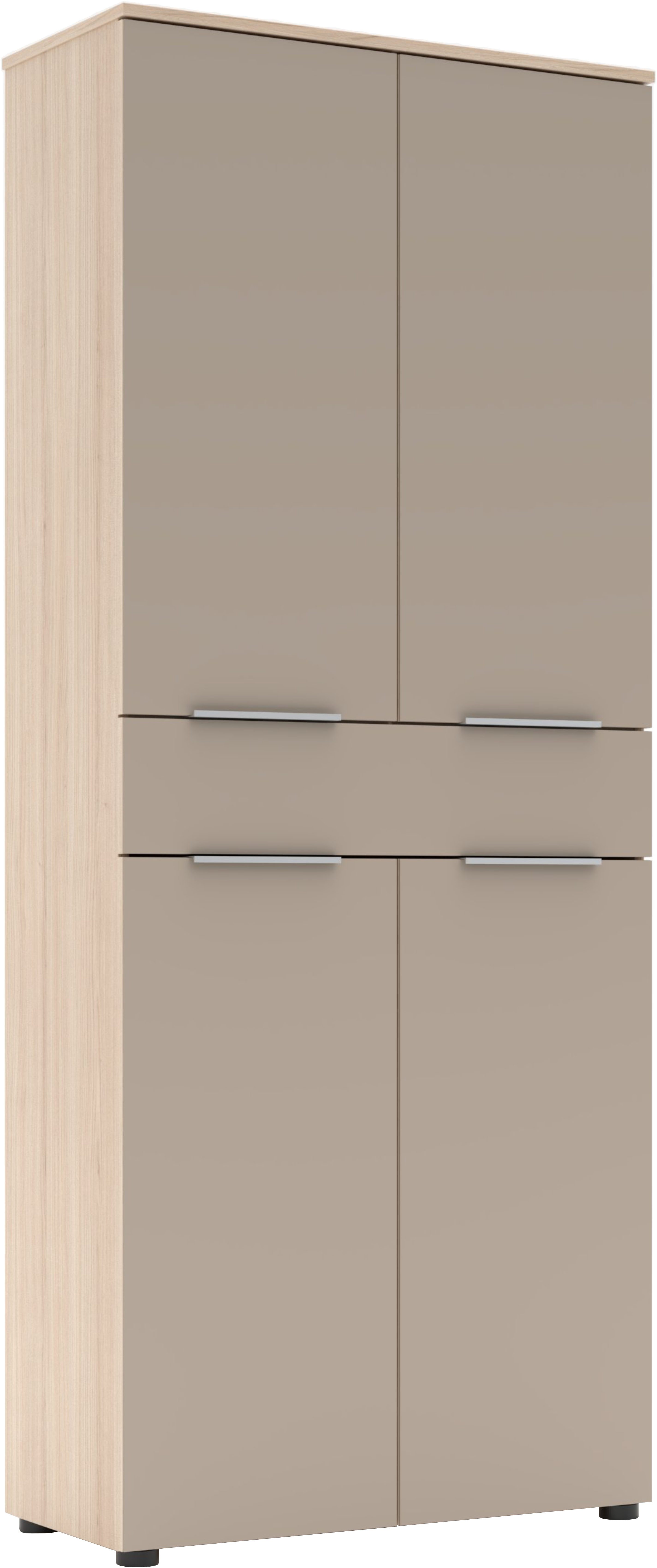 Innostyle Aktenschrank Büroschrank Santorin, 80/198/38 cm (B/H/T) (1-St) 4 türig, 1 Schubkasten, Softclose, Klarglas, ABS Schutzkante