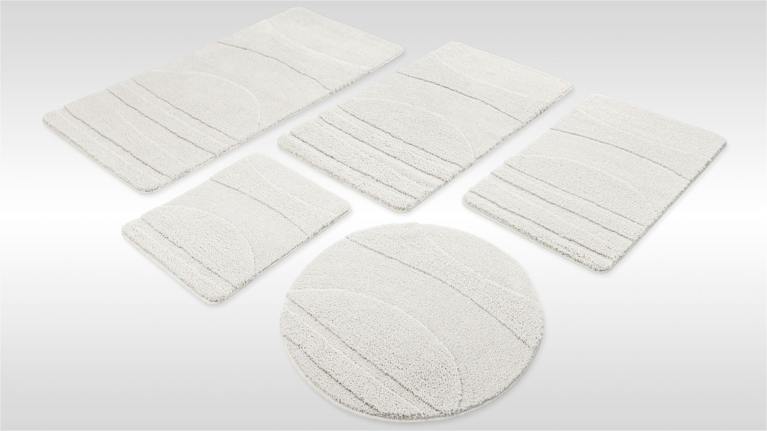 Wecon home Badematte Marc, Höhe 25 mm, rutschhemmend beschichtet, schnell trocknend, Polyester, rechteckig, Badteppich, Hoch-Tief-Linien, weich, rutschhemmend, waschbar, getuftet