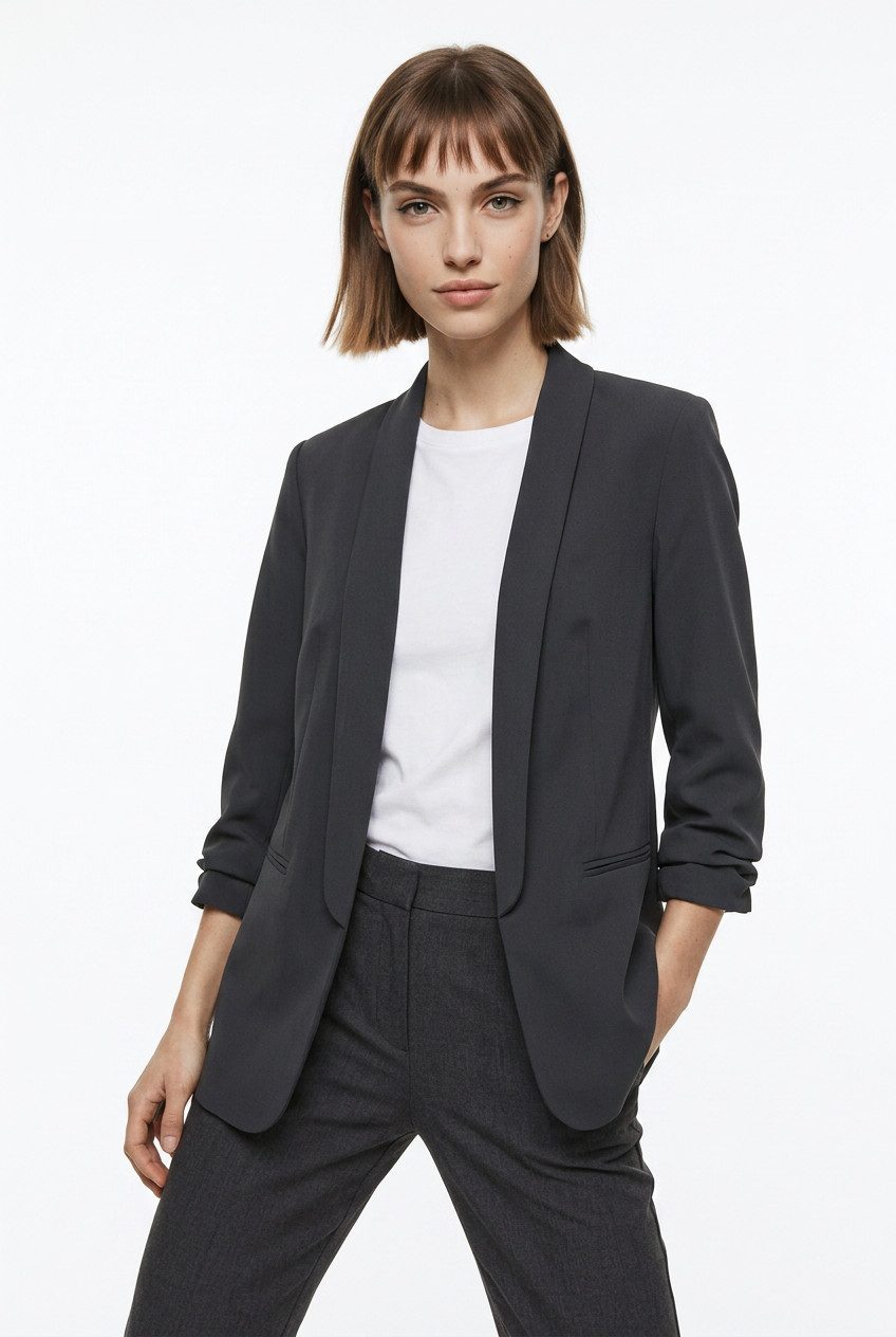 Pieces Blusenblazer PCBOSELLA 3/4 BLAZER NOOS Materialmix, regular fit