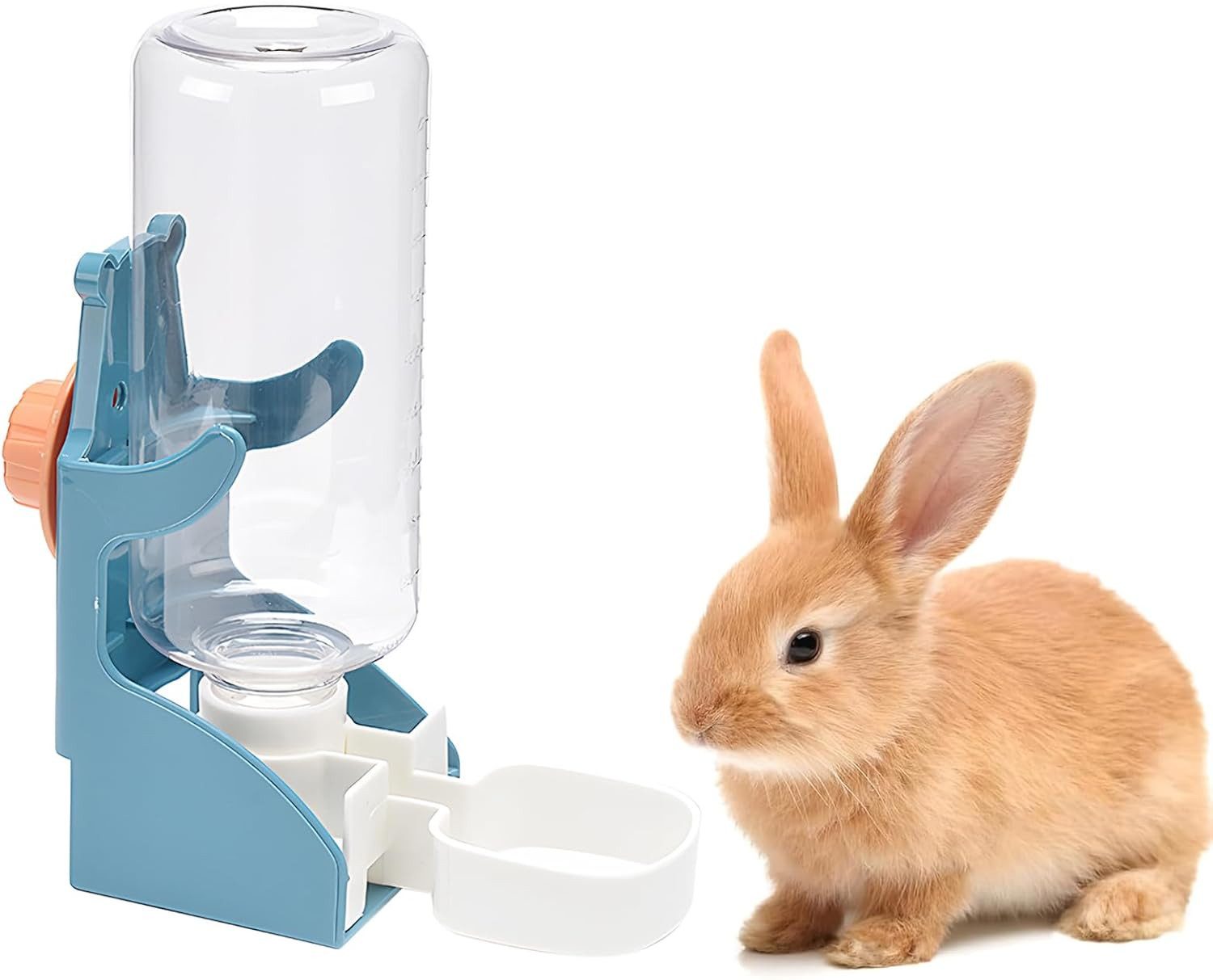 FELIXLEO Futterstation Kaninchen Wasserspender 500ml Trinkflasche Kaefig Blau