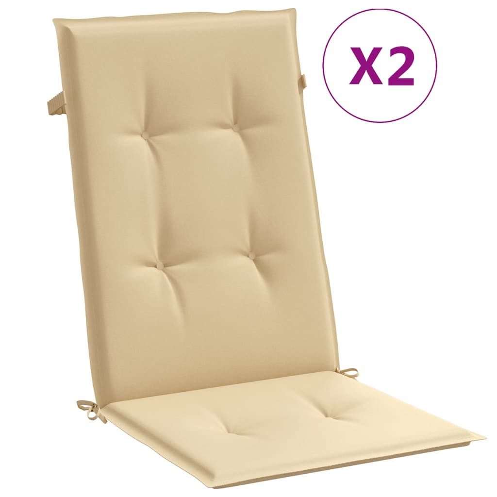 vidaXL Sitzauflage Hochlehner-Auflagen 2 Stk. Melange Beige 120x50x4 cm Stoff, (2 St)