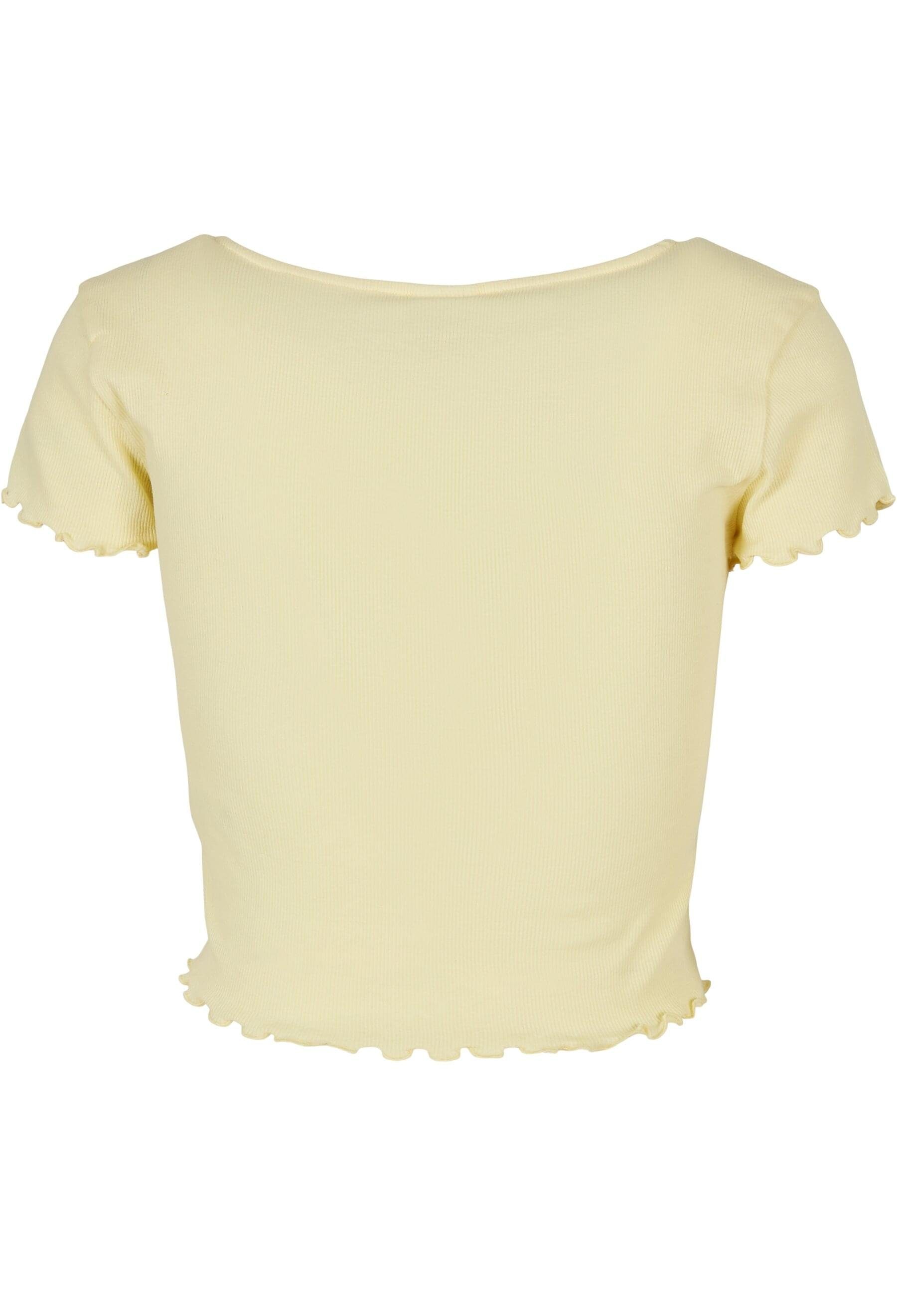 Cropped Tee URBAN Shirtjacke CLASSICS Button softyellow Ladies Damen Up (1-tlg) Rib