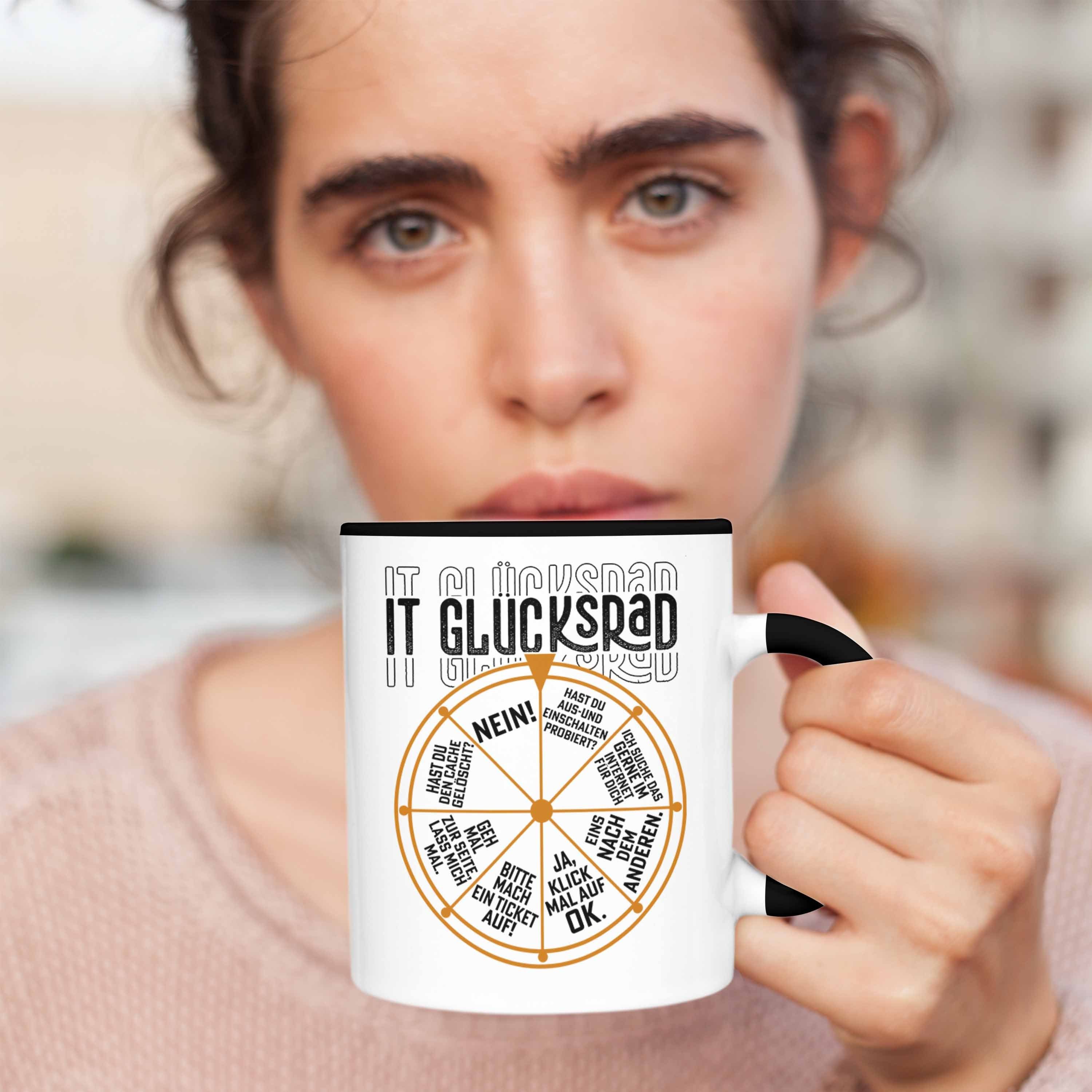 Tasse Trendation Geschenk Lustiger IT IT Techniker Spruch Fachinformati Schwarz Glücksrad Tasse