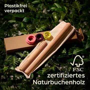Praknu Nudelholz Nudelholz 40 cm + 22 cm Holz Buchenholz, (2er Set, 2-tlg), Teigroller aus nachhaltigem FSC Holz, Für gleichmäßiges Ausrollen