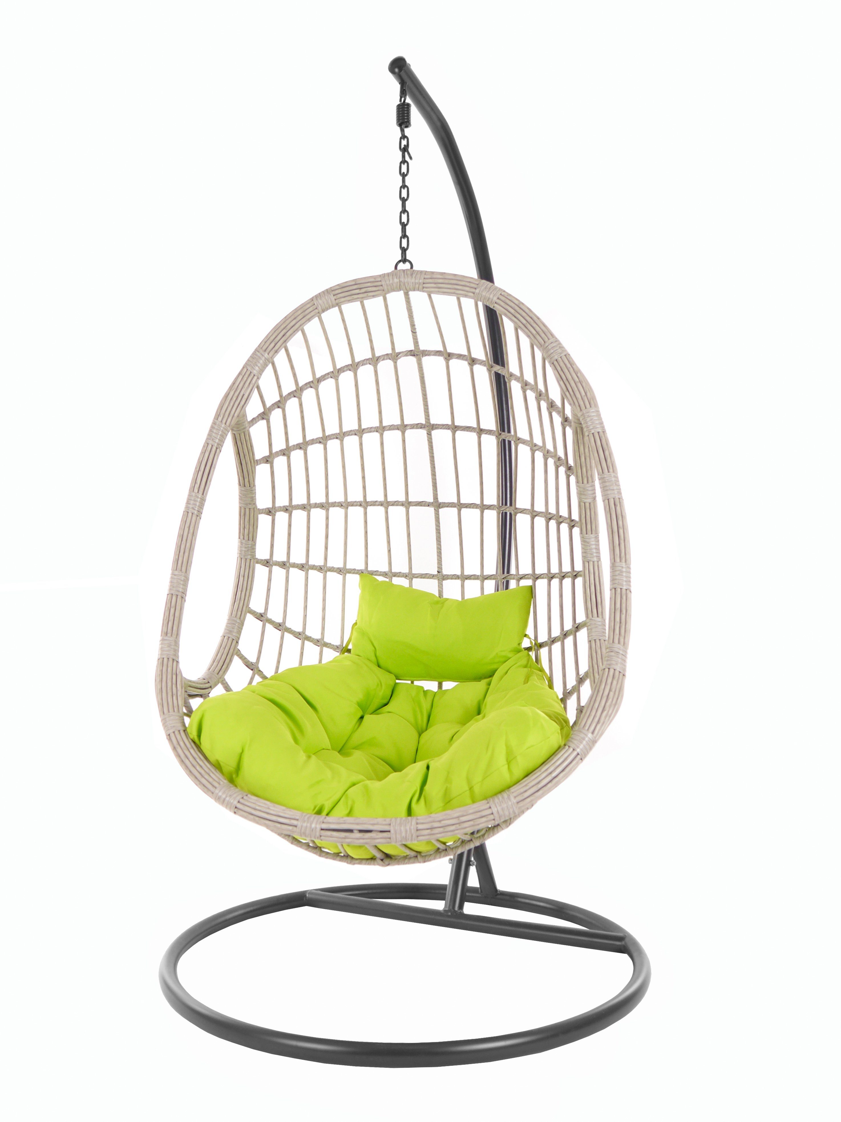green) Komplettset, Designhighlight, (6068 PALMANOVA Chesterstepp-Kissen apfelgrün Hängesessel Loungemöbel, apple Hängesessel grey KIDEO melange, moderne