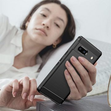 CoolGadget Handyhülle Carbon Handy Hülle für Google Pixel 7a 6,1 Zoll, robuste Telefonhülle Case Schutzhülle für Pixel 7a Hülle