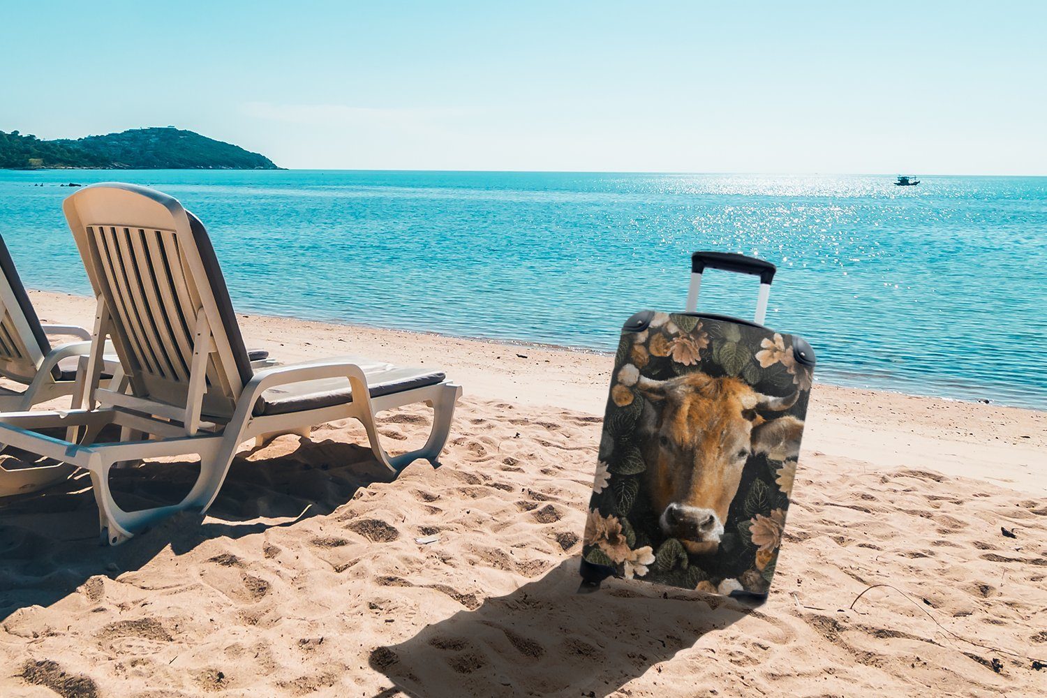 - Rollen, Blumen Kuh Horn, Handgepäckkoffer Ferien, 4 rollen, Handgepäck Reisetasche mit MuchoWow Tiere für Reisekoffer - - Trolley,