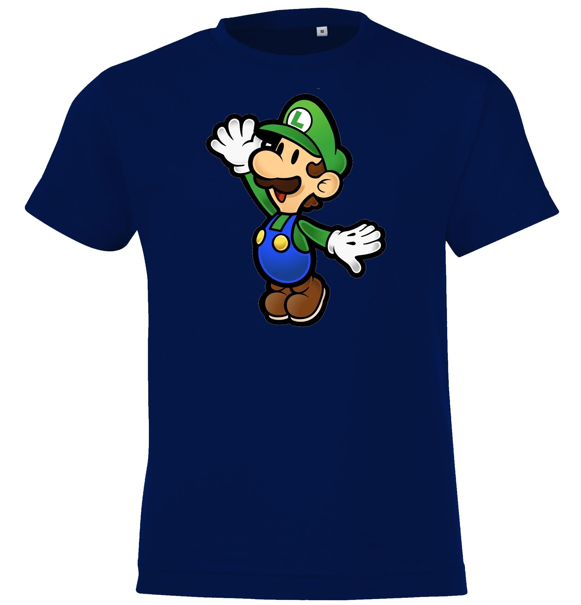 Youth Designz Mit Modell Navyblau Kinder trendigem Front T-Shirt T-Shirt Luigi Print