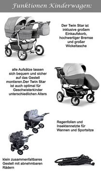 Elcar Zwillingswagen Twin Star 5 in 1 inkl. Sportsitze, Autositze und Isos in 16 Farben