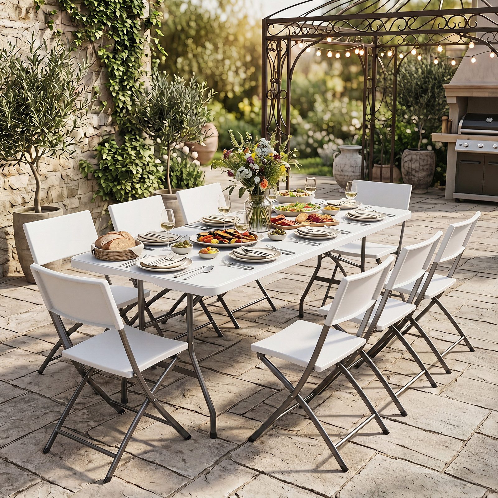 COSTWAY Campingtisch, Klappbar Picknicktisch mit Metallbeinen & Tragegriff