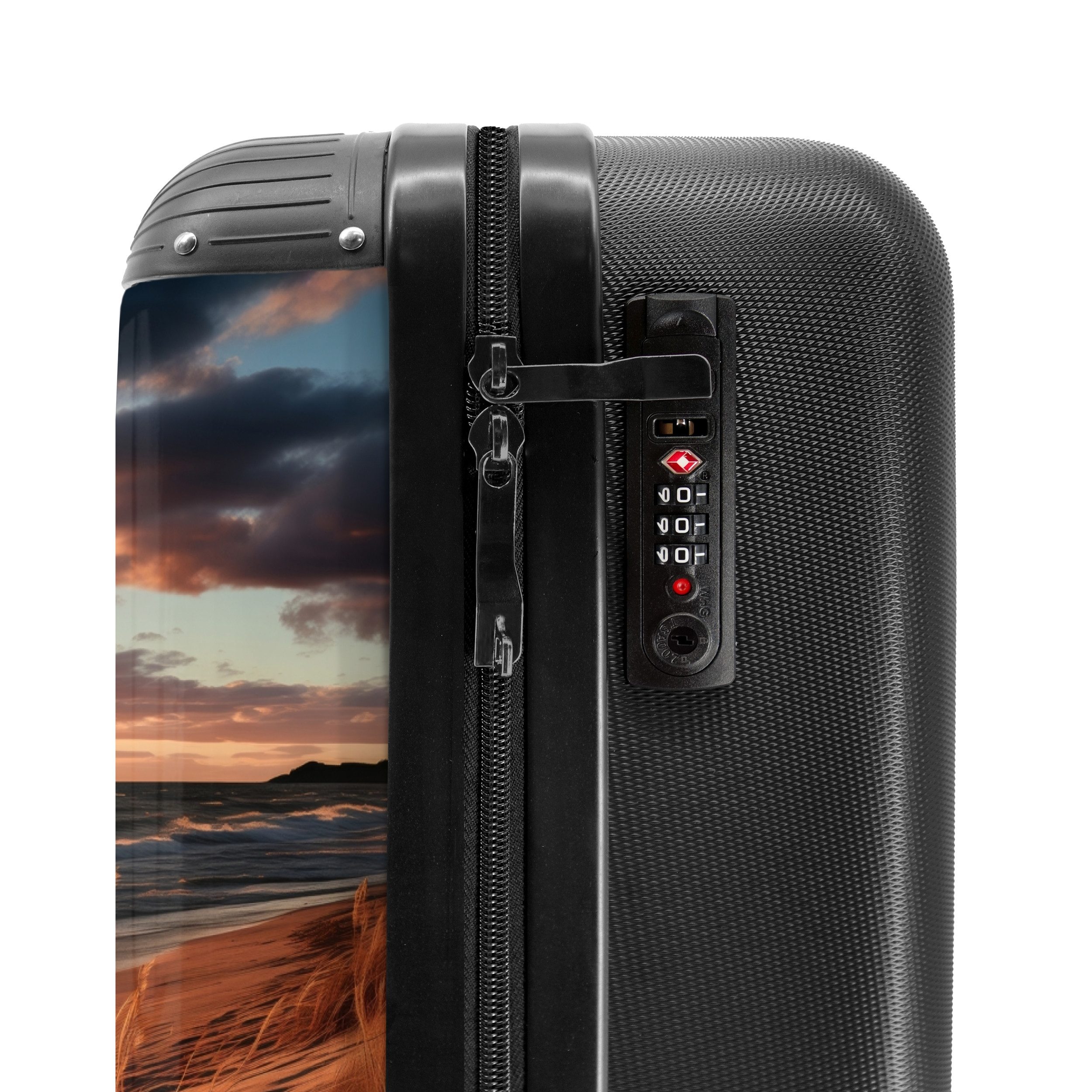 NoBoringSuitcases.com© Hartschalen-Trolley Meer bei Sonnenuntergang 55x35x20cm, 4 Rollen, Reisetasche mit Rollen, Koffer Handgepäck Flugzeug