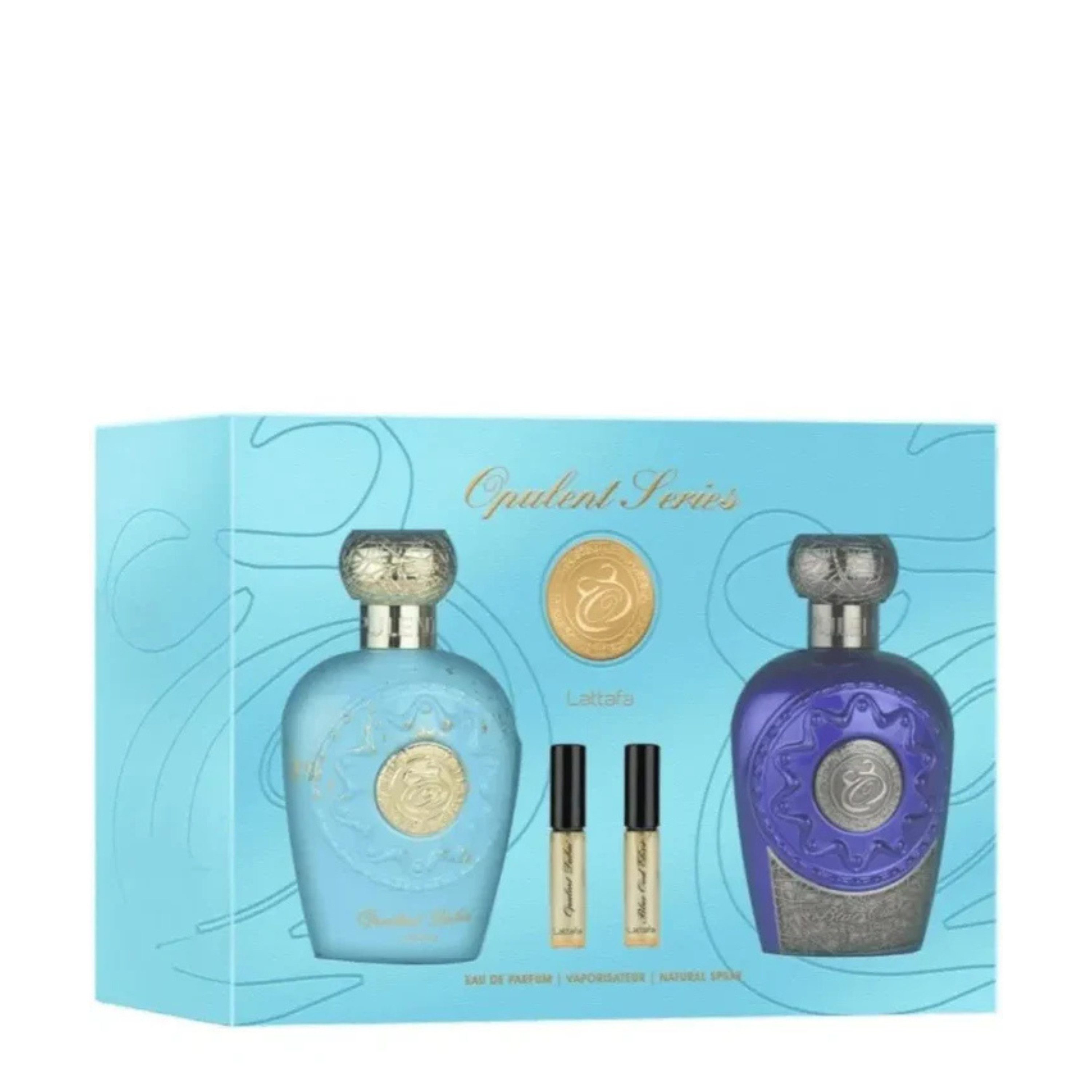 Lattafa Duft-Set Opulent Giftset, 4-tlg., Opluent Dubai 100 ml + 4 ml & Blue Oud Elixir 100 ml + 4 ml