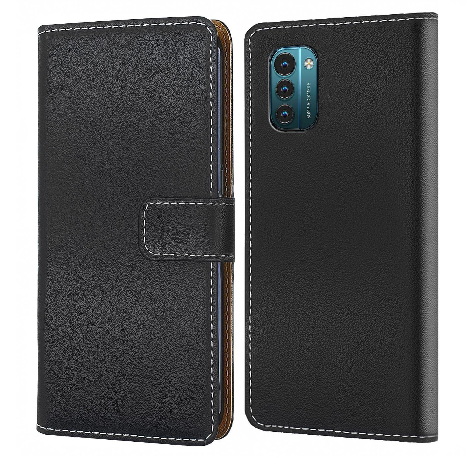 Numerva Handyhülle Bookstyle Etui Handytasche für Nokia G21 / G11, Schutzhülle Klapphülle Flip Cover Schwarz