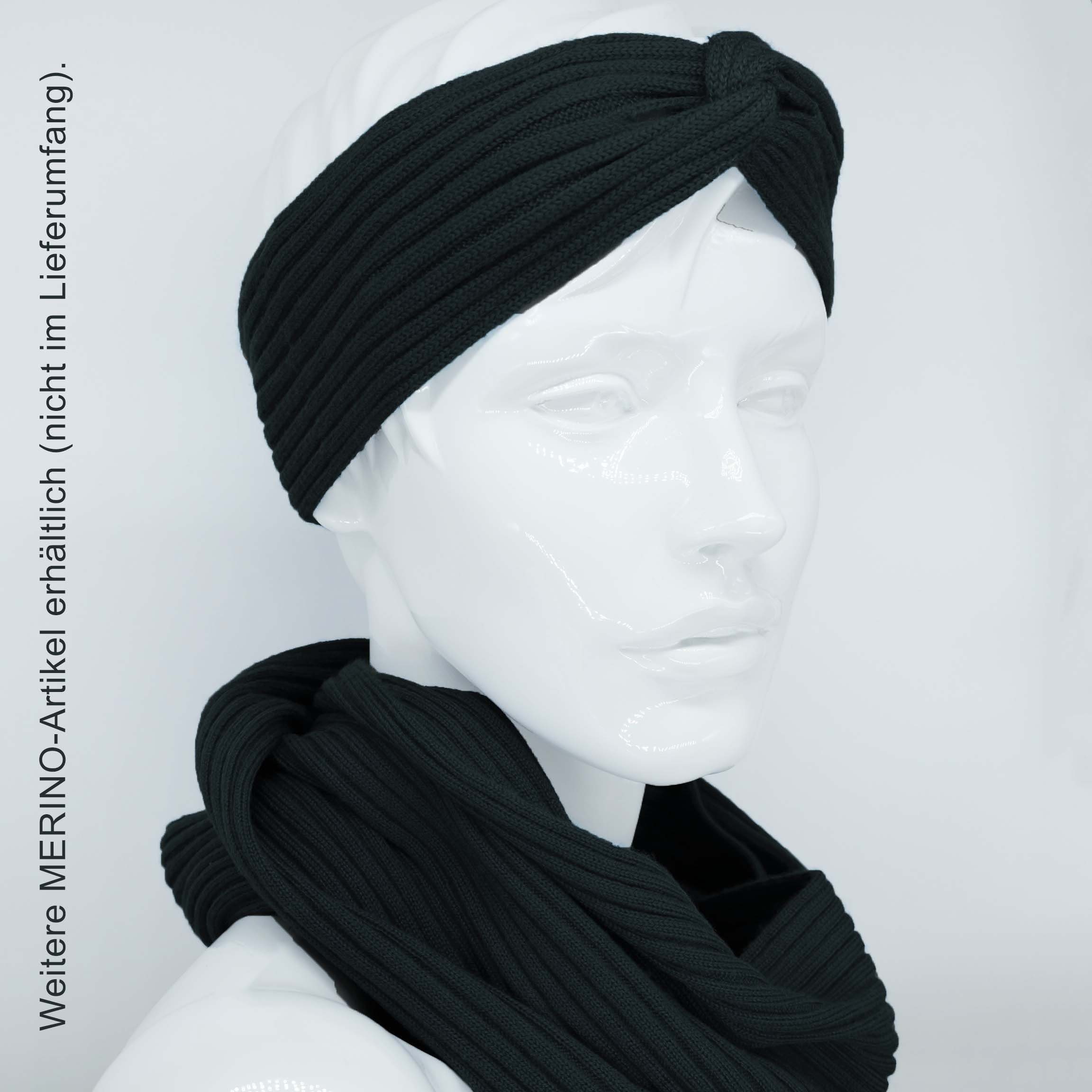 BEAZZ Stirnband Stirnband Ohrenwärmer Damen Merino 100% Winter schwarz warm und weich WOLLE Feinstrick