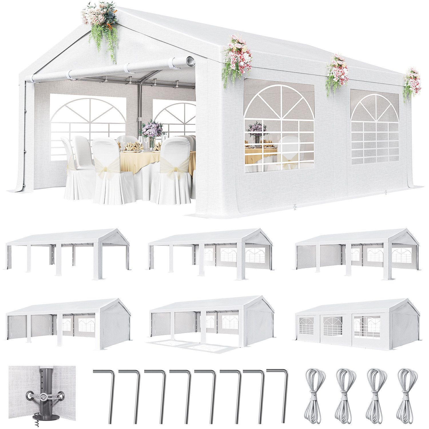 GUNJI Partyzelt Verzinktes Stahlrohr Partyzelt mit abnehmbaren Seitenwänden günstig online kaufen