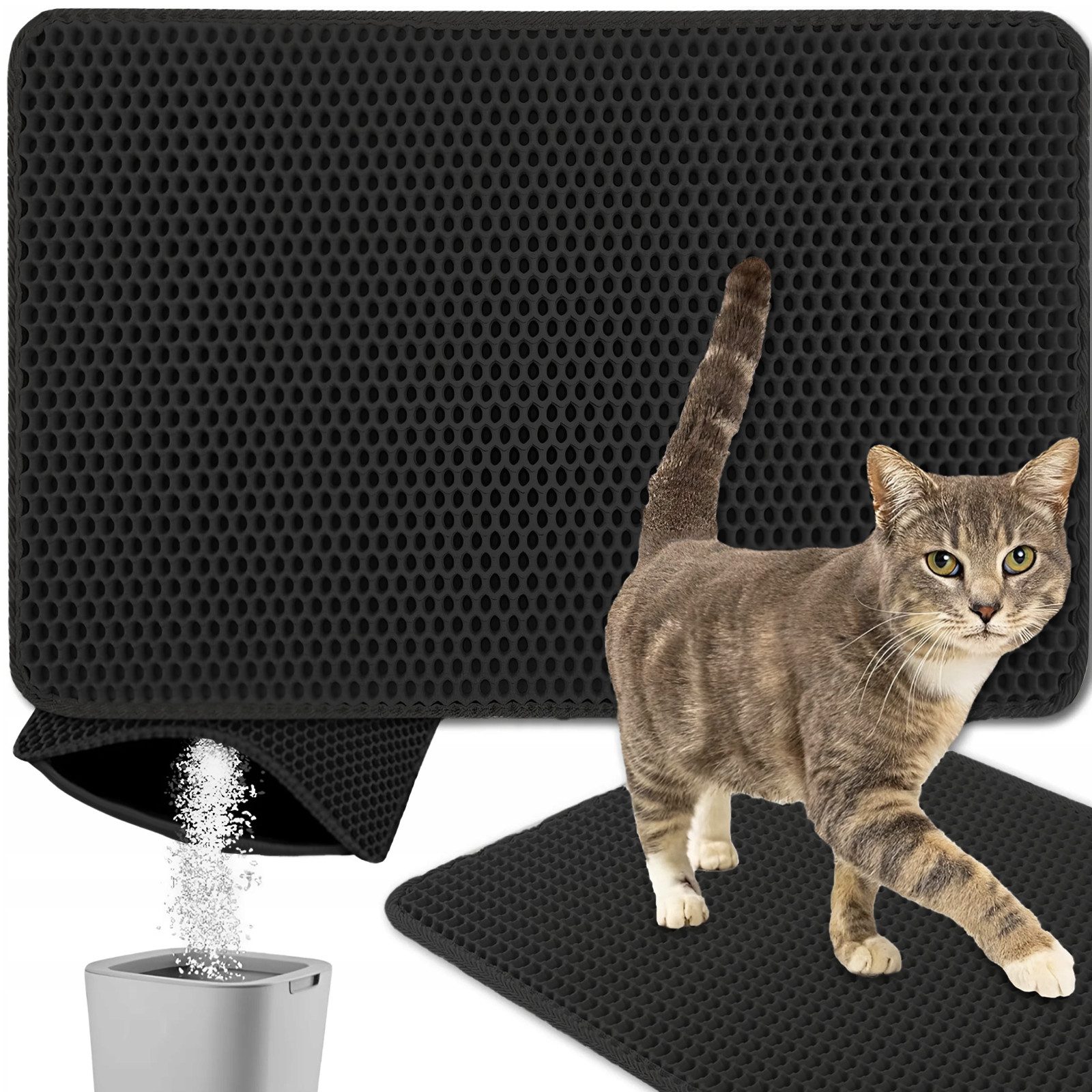 Katzentoilette Katzenstreu Matte Doppelte Katzenklomatte Bienenwabe Mat 60 x 45cm