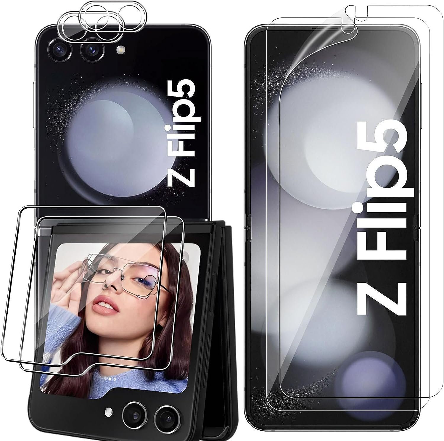 MSM Displayschutzglas 6in1 Schutzglas (Display + Kamera) für Samsung Galaxy Z Flip 5 5G