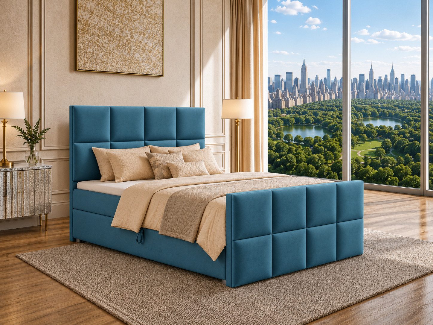 Best for Home Boxspringbett Trinity K-1 LUX – Modern Boxspringbett mit Stauraum & Komfort (Boxspringbett-Set, 1-St., Komplettes Boxspringbett-Set inklusive Matratze und Topper), Ergonomischer Schlafkomfort, großer Stauraum