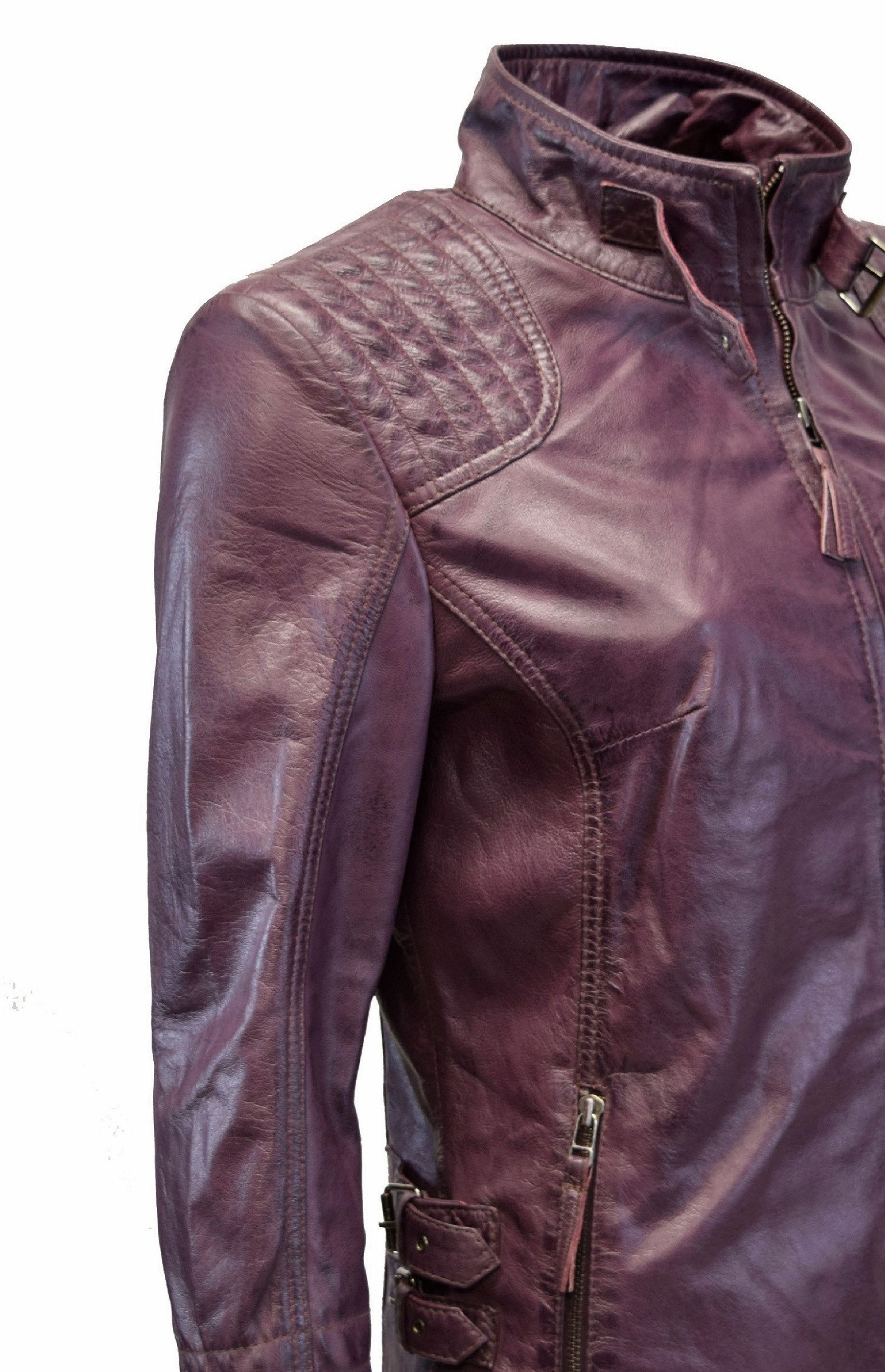 Zimmert Leather Lederjacke Amy (1-St) weiches Lammnappa Leder, Rot, Braun, Cognac, Schwarz – Bild 5 von 5