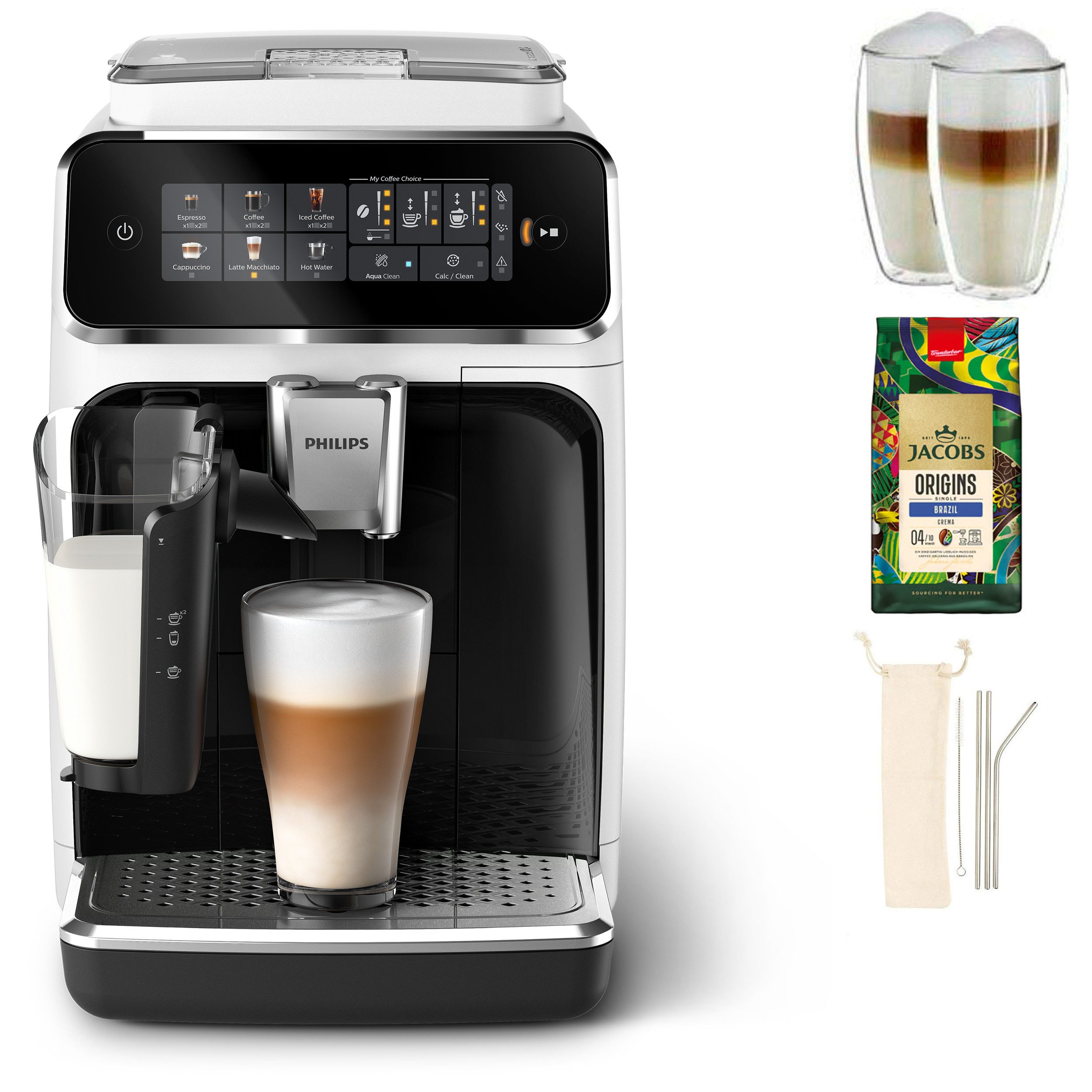 Philips Kaffeevollautomat EP3343/50 3300 Series, 6 Getränke (heiß oder eisgekühlt), LatteGo-Milchsystem, SilentBrew Technologie