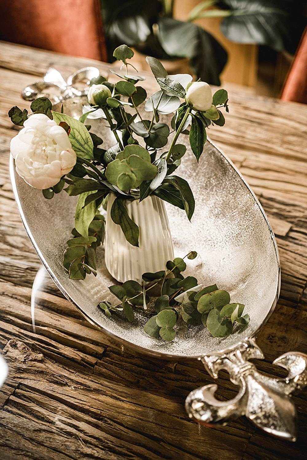 MichaelNoll Dekoschale Schale Lilie Deko Alu Dekoschale länglich - 2 Größen - 57 cm / 82 cm