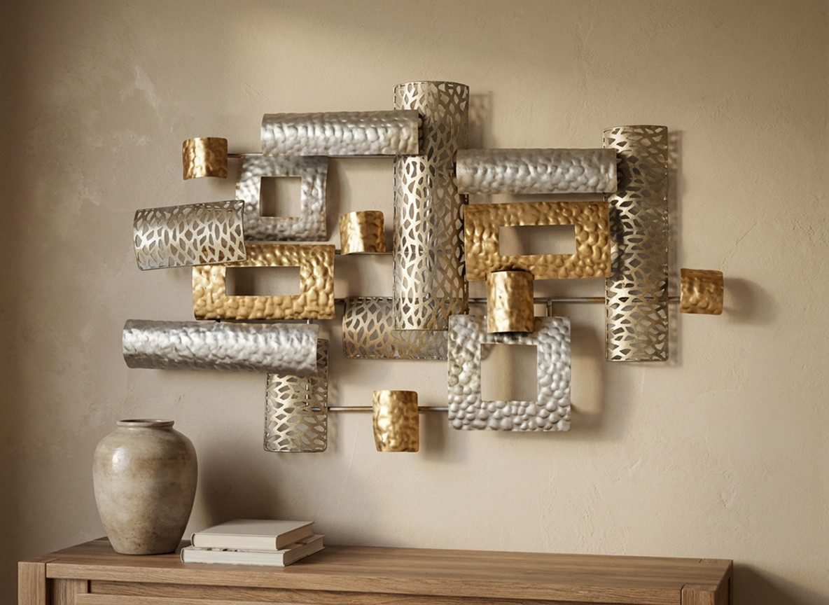 formano Metallbild Wanddeko Metall 3D-Effekt Champagner Gold 70x44x6 cm Wanddekoration – Bild 2 von 5