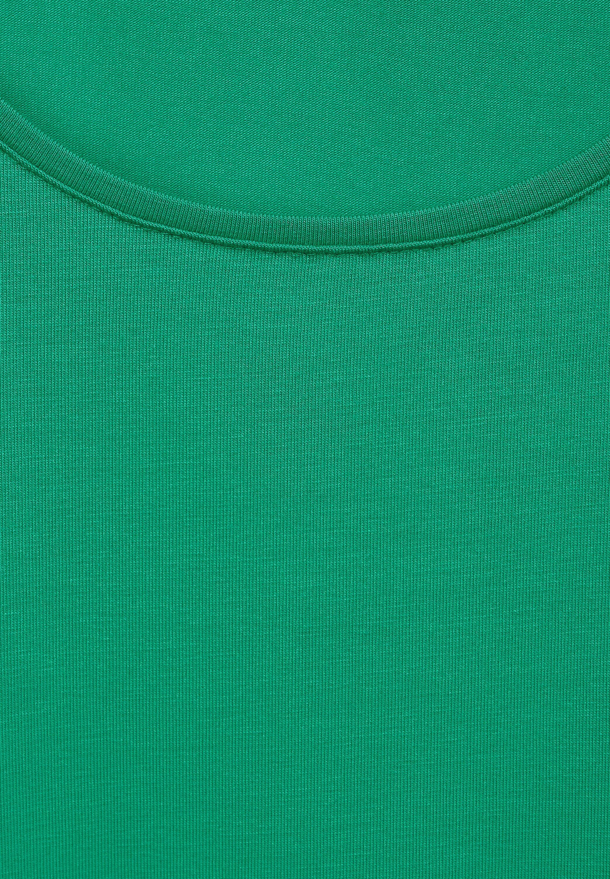 STREET ONE Langarmshirt green aus softem cameo Materialmix dark