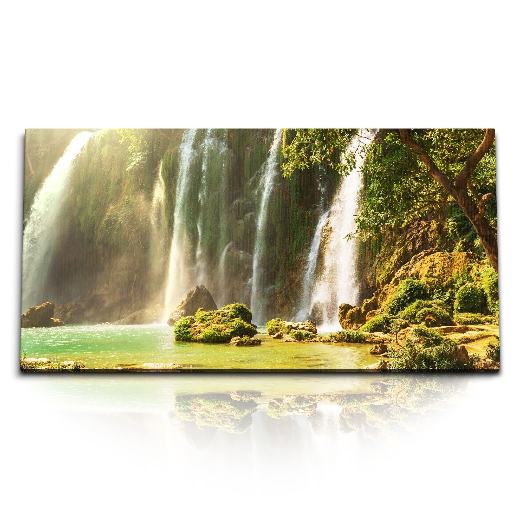 Leinwandbild Kunstdruck Bilder 120x60cm Vietnam Wasserfälle Natur Tropisch Grün Son