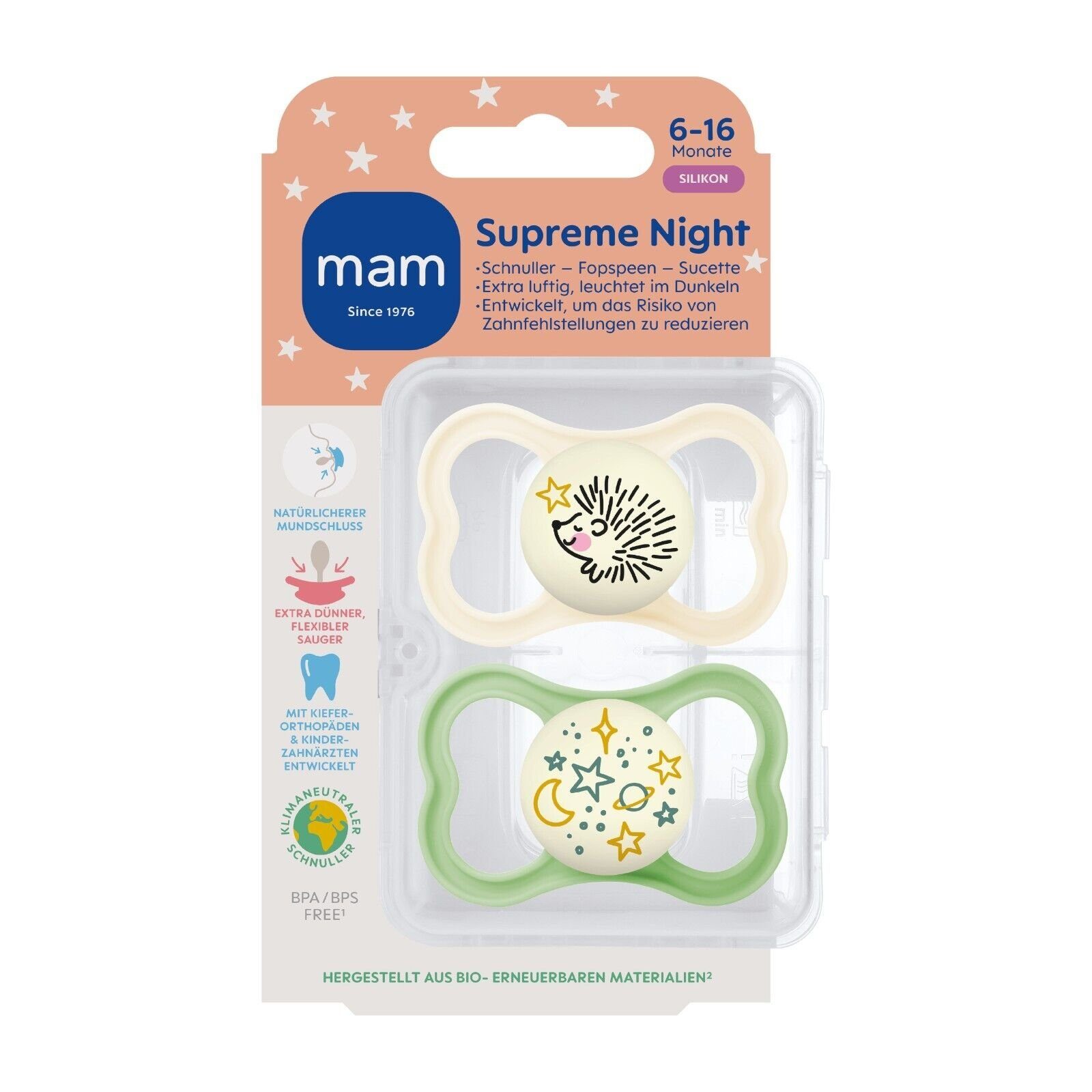 Schnuller Supreme Night Silikon Leuchtschnuller Symmetrisch
