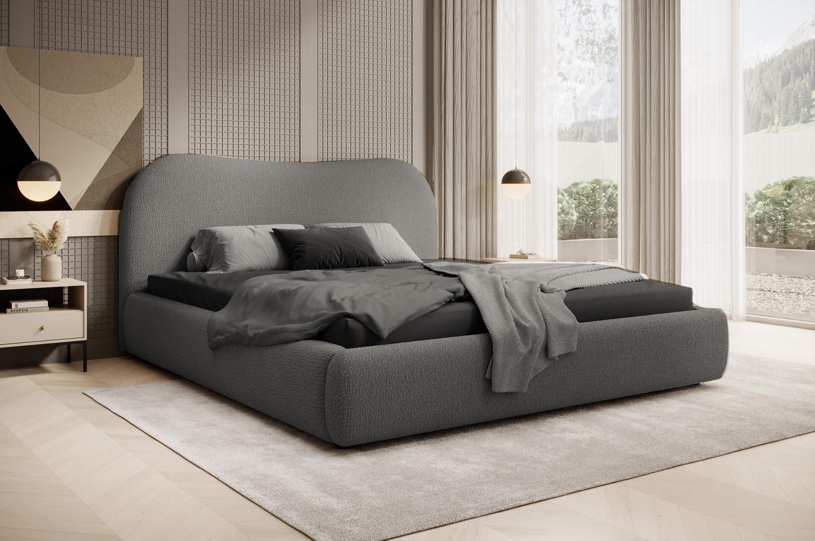 Compleo Polsterbett Boucle ROSI, mit Bettkasten und Lattenrost, Doppelbett