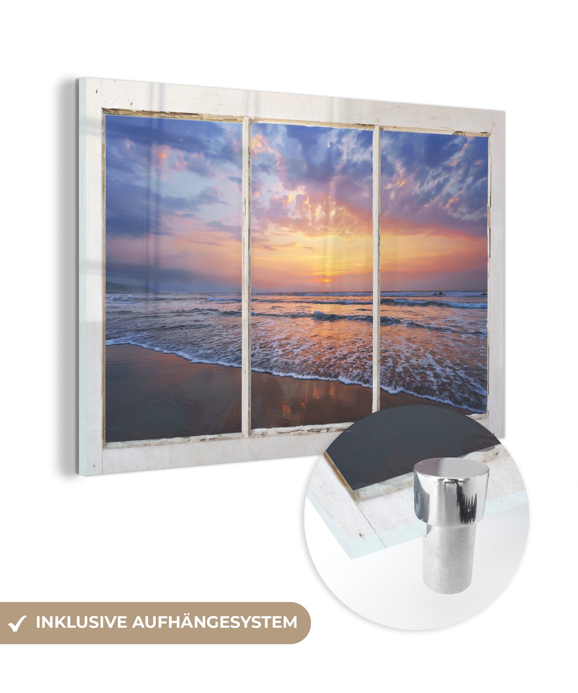 MuchoWow Acrylglasbild Aussicht - Meer - Strand, (1 St), Glasbilder - Bilder auf Glas Wandbild - Foto auf Glas - Wanddekoration