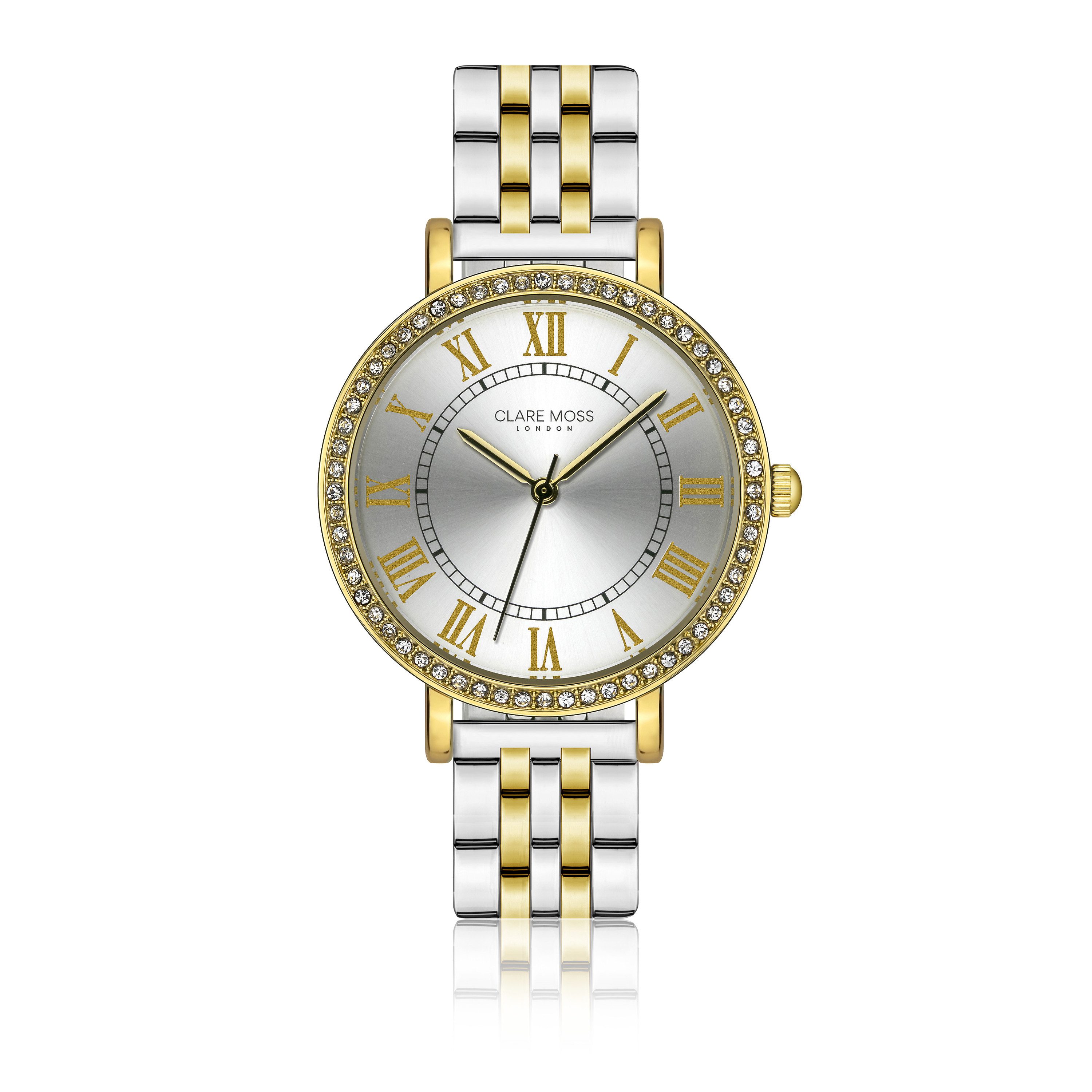 CLARE MOSS Quarzuhr CMB3-B294S Porcelain Gold&Silver Link