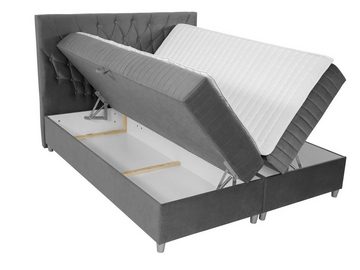 MIRJAN24 Boxspringbett Prowansja (mit Hauptmatratze, Topper), Doppelbett mit zwei Bettkästen für die Bettwäsche, Kopfteil