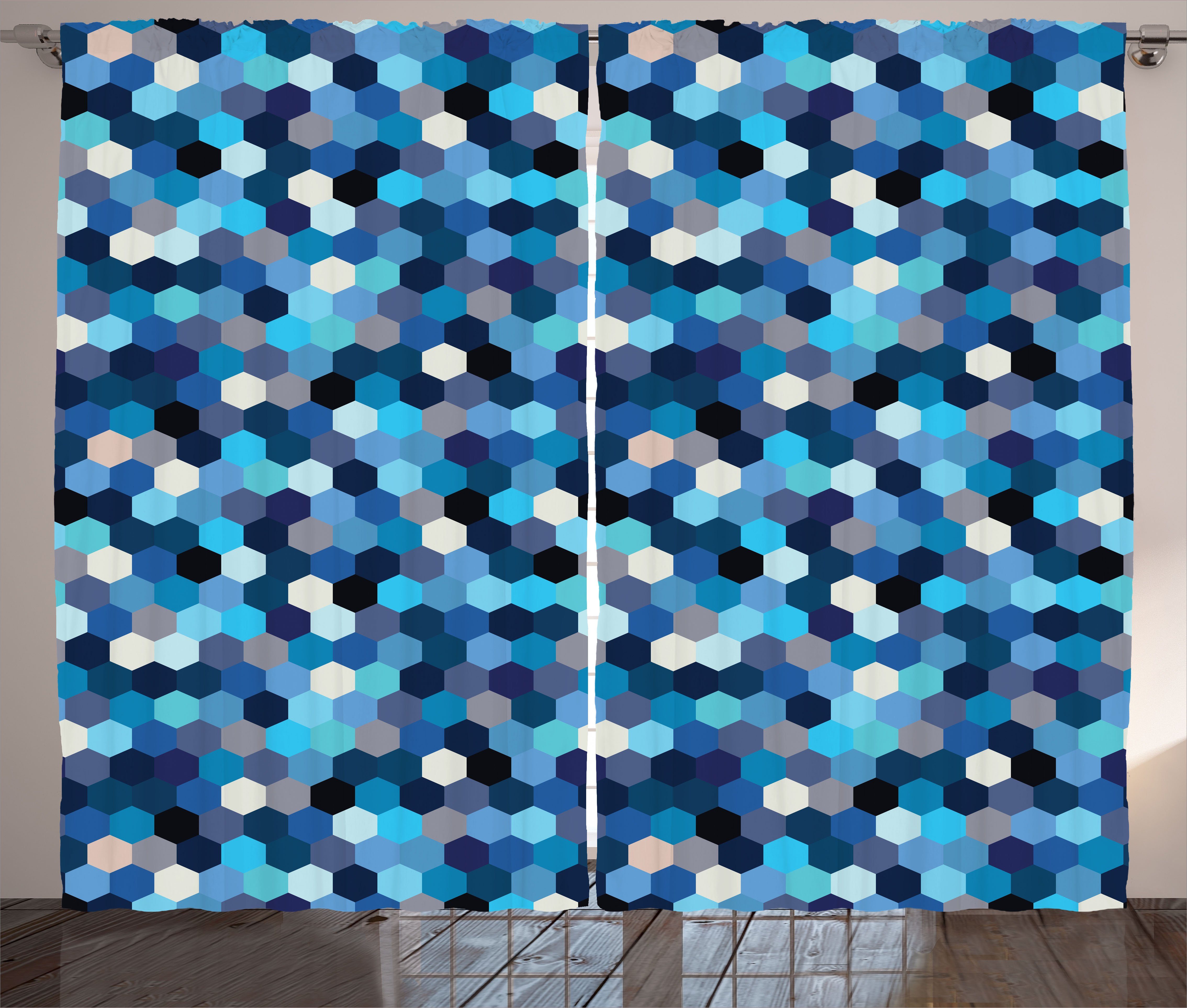 Gardine Schlafzimmer Kräuselband Vorhang mit Schlaufen und Haken, Abakuhaus, Blau Weiss verschwommen rectangulars