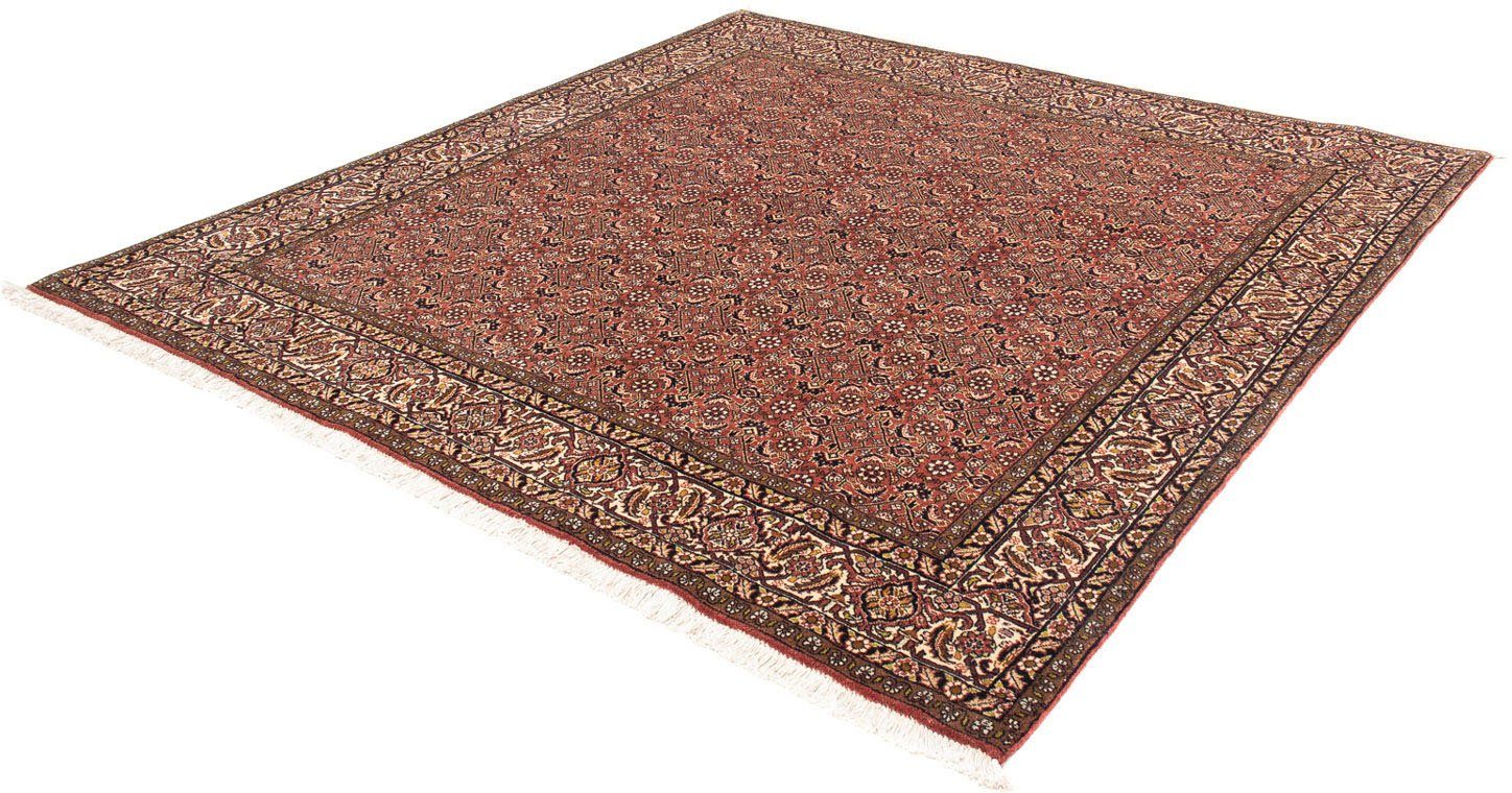 Orientteppich Perser - Bidjar quadratisch - 200 x 195 cm - hellrot, morgenland, quadratisch, Höhe: 15 mm, Wohnzimmer, Handgeknüpft, Einzelstück mit Zertifikat