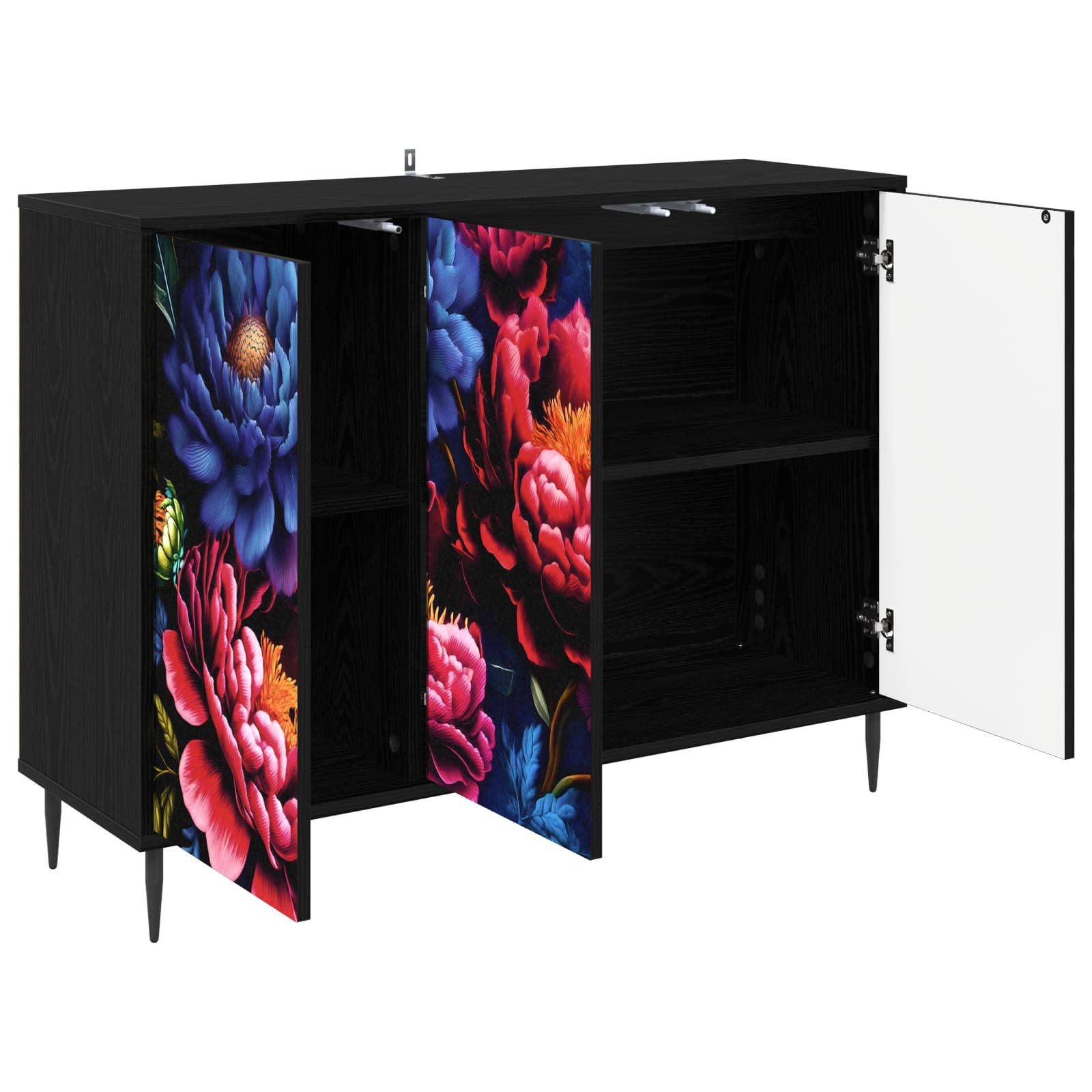 vidaXL Sideboard Sideboard KIEL Schwarz Eichen-Optik 102 x 33 x 76 cm (1 St)