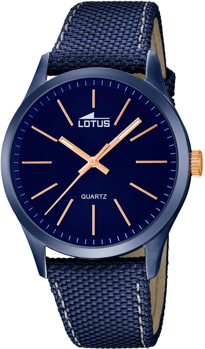 Lotus Quarzuhr Lotus Herren Uhr Elegant L18166/2 Leder, Herren Armbanduhr rund, Leder/Textilarmband blau