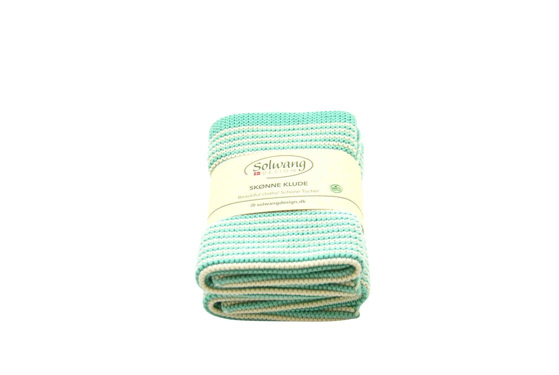 Solwang Spültuch Solwang Wischtücher mit Streifen Aqua / Natur 2er Set