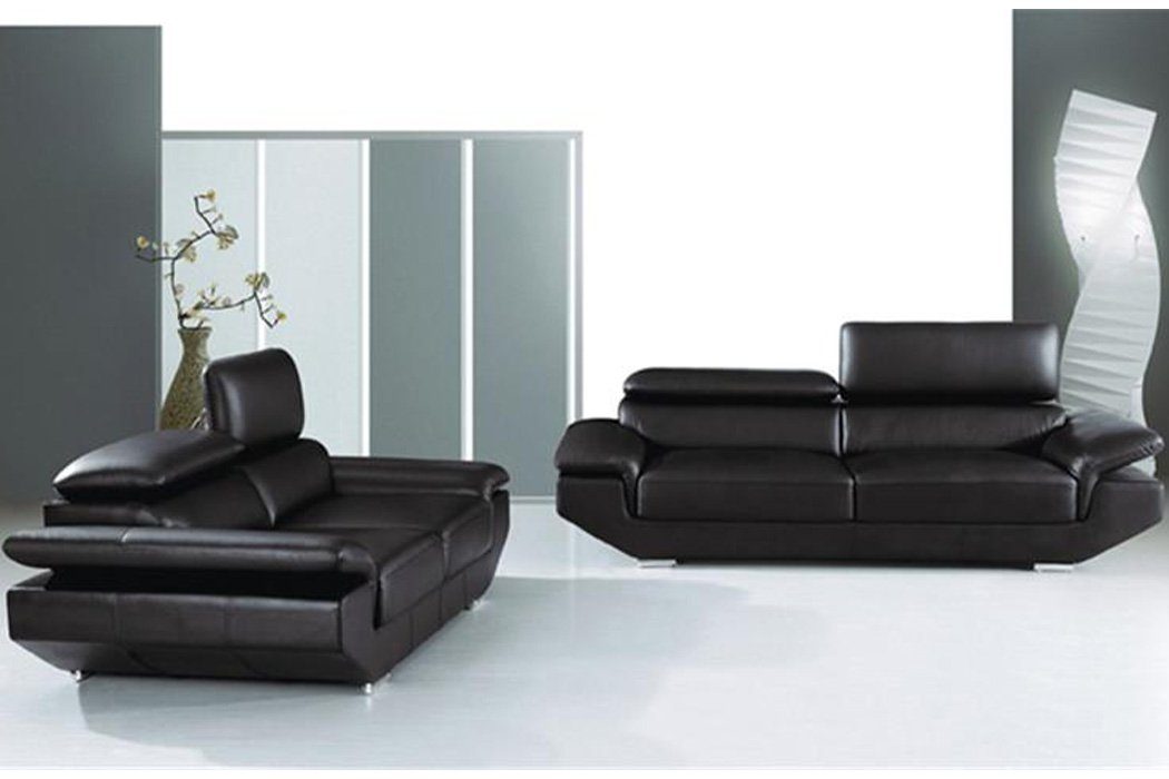 JVmoebel Polster Schwarz Made Ledersofa, in Sofa Weiße Couch Sofagarnitur Sofa Möbel Luxus 3+2 Europe