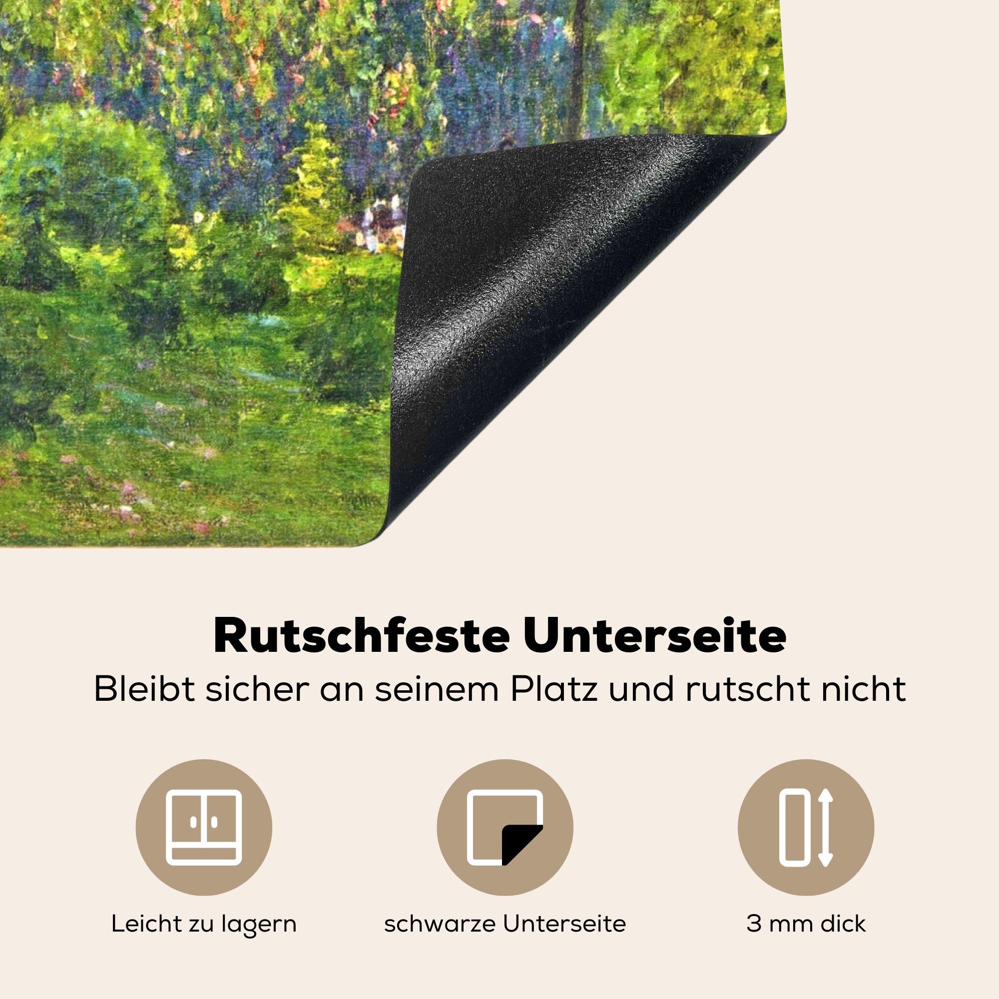 Ceranfeldabdeckung MuchoWow Parc Vinyl, (1 cm, - 59x52 Induktionsmatte küche, für Herdblende-/Abdeckplatte Monet, von tlg), Claude Monceau Gemälde die