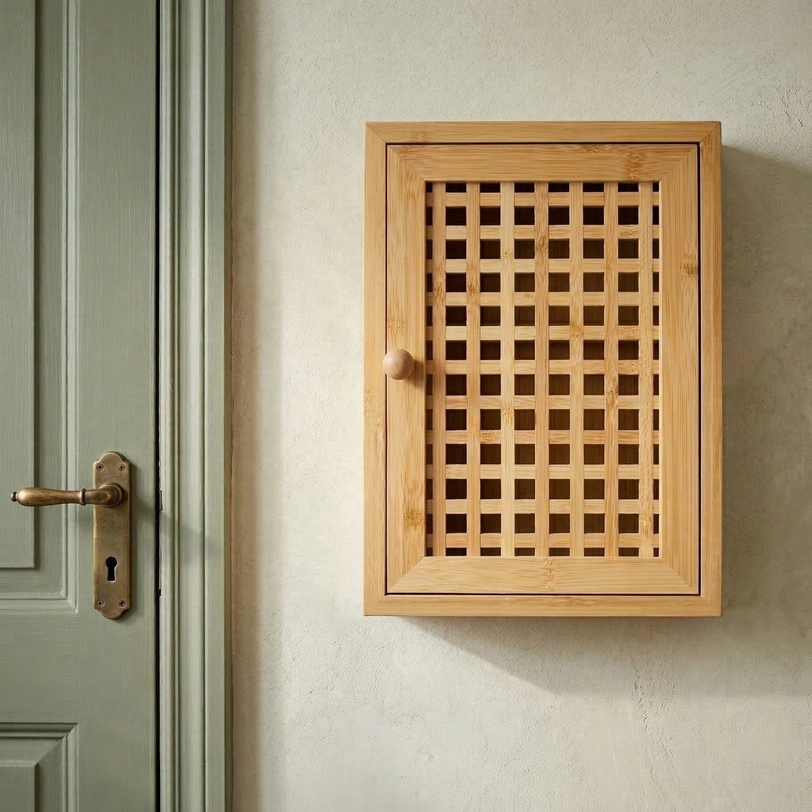 BOXIMO Schlüsselkasten Schlüsselkasten zum Aufhängen KIZU, 19 x 27 x 6 cm, Bambus – Bild 2 von 5