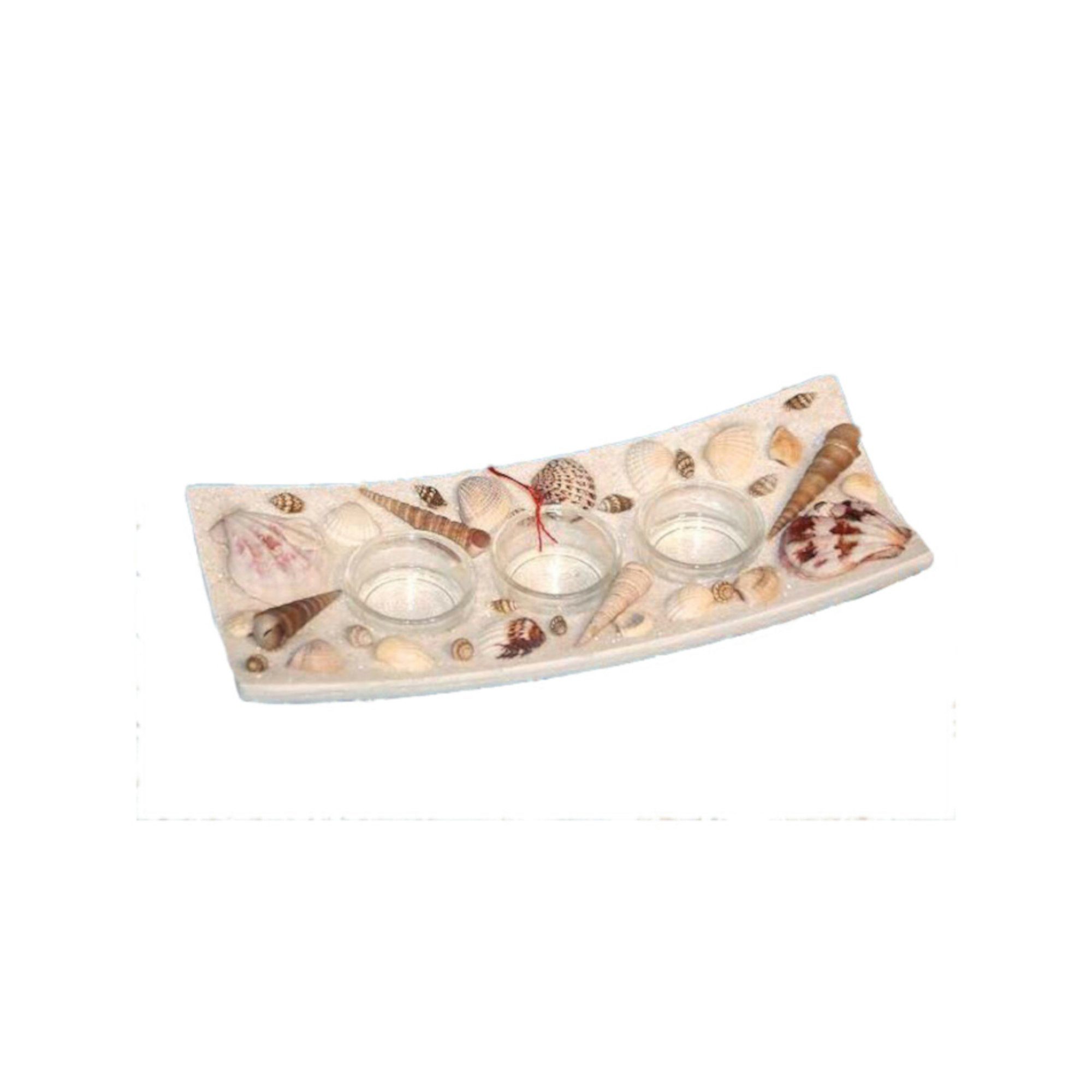Teelichthalter Teelichthalter Dekoschale Maritim aus Holz, ca. 24 x 9 cm