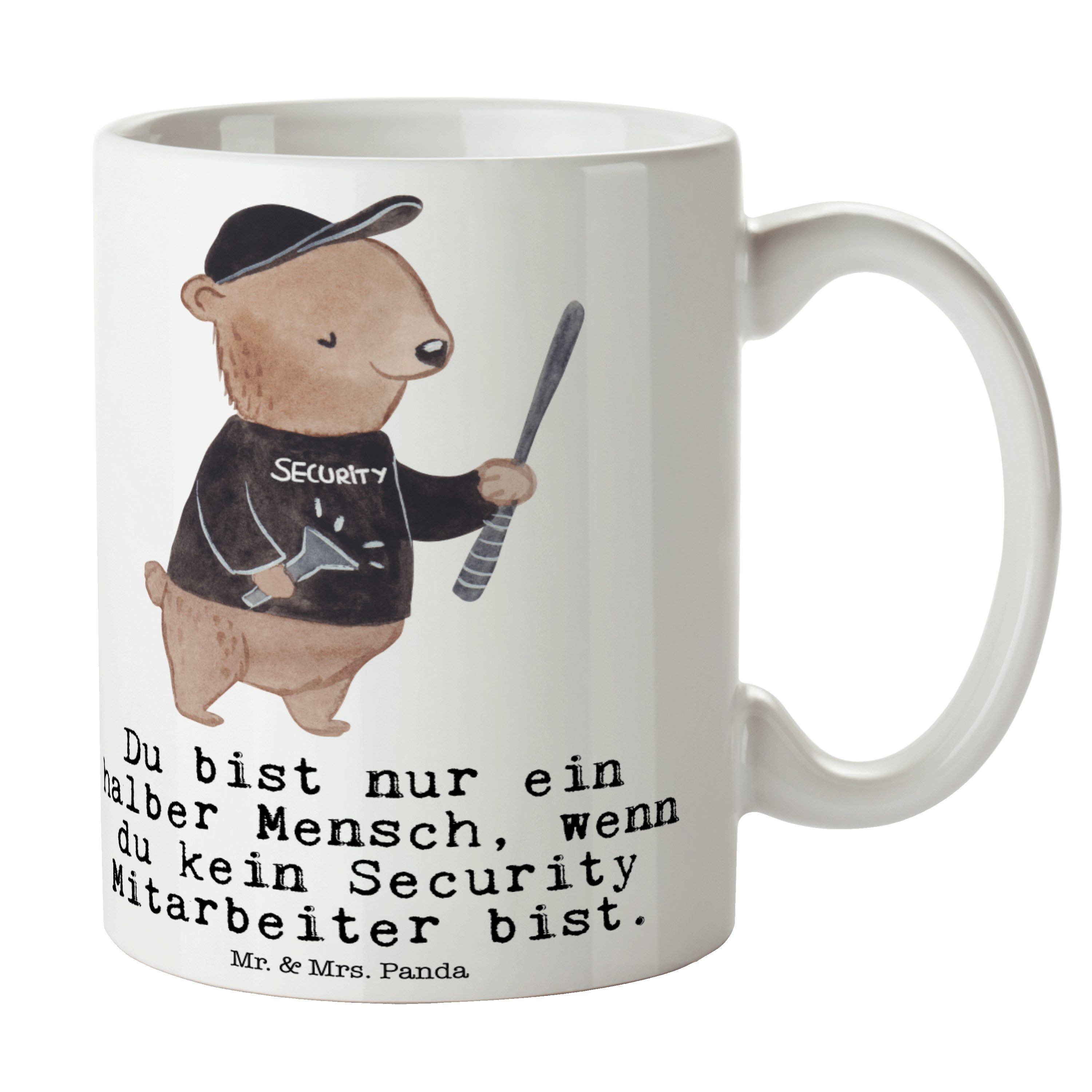 Mr. & Mrs. Panda Tasse Security Mitarbeiter mit Herz - Weiß - Geschenk, Abschied, Tasse Moti, Keramik