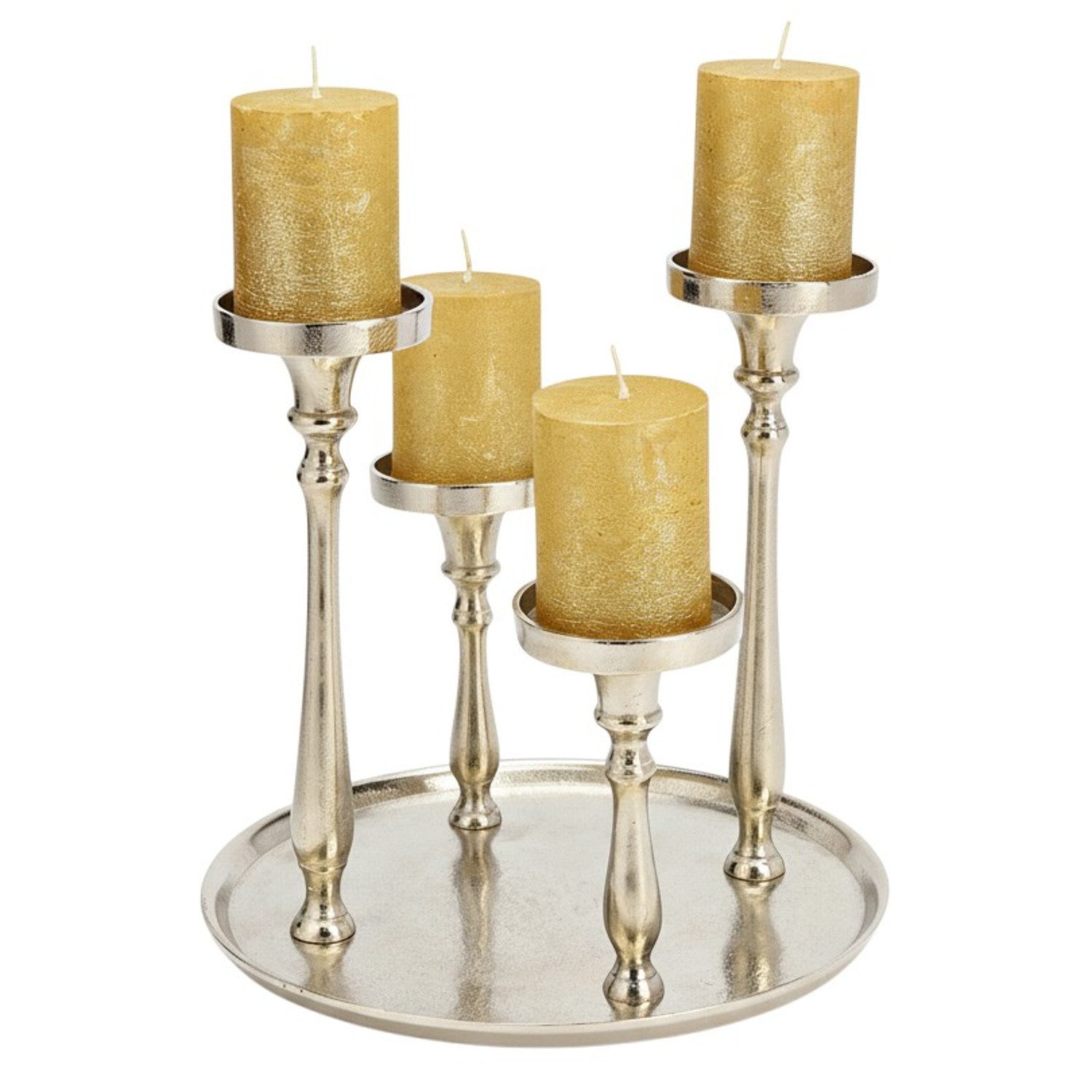 Macosa Home Adventskranz Silber Metall 29 cm modern elegantes Adventsgestec günstig online kaufen