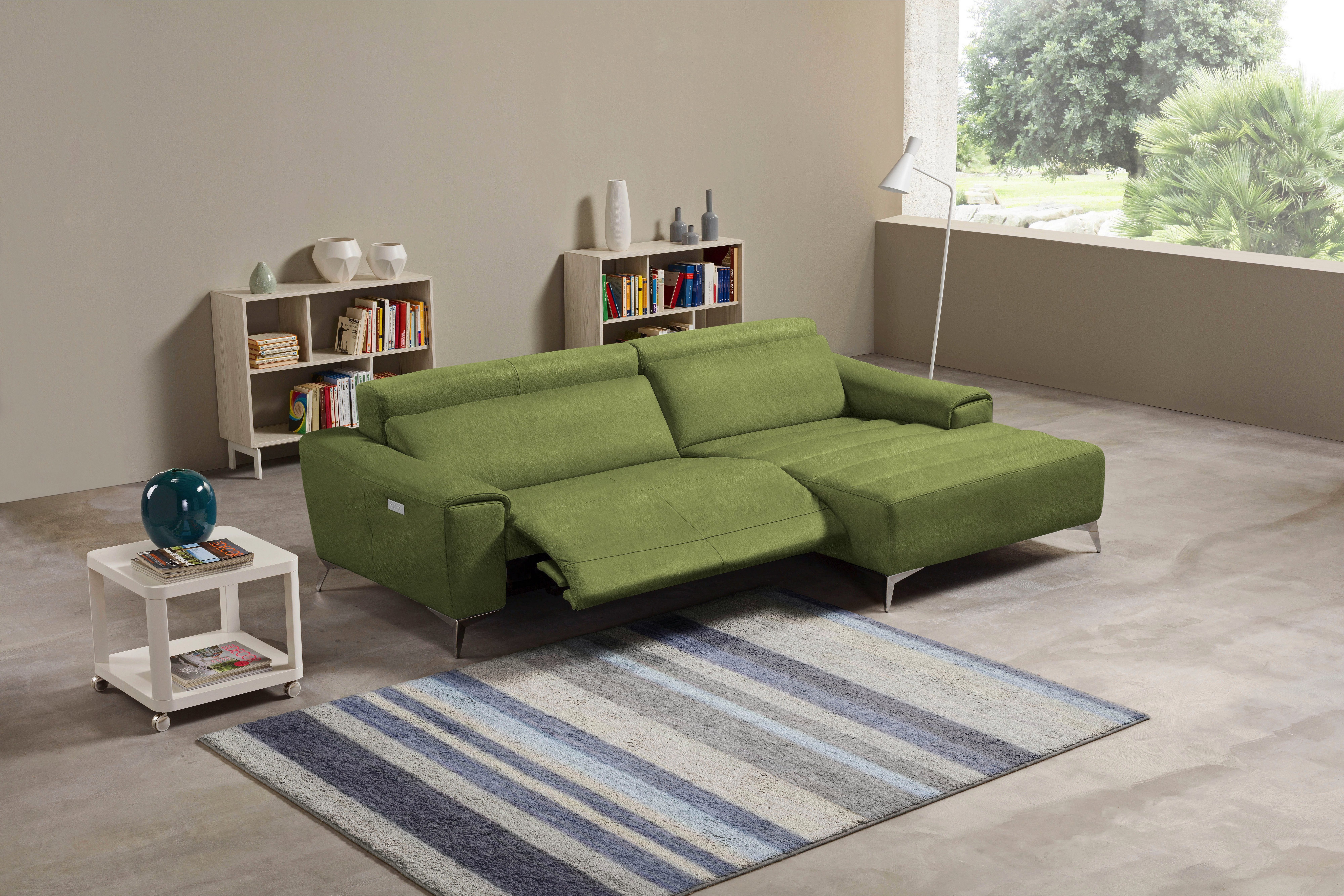 Egoitaliano Ecksofa Suzette, Designsofa mit hohem Sitzkomfort, mit Recamiere, inkl. 1 elektronischen Relaxfunktion, L-Form