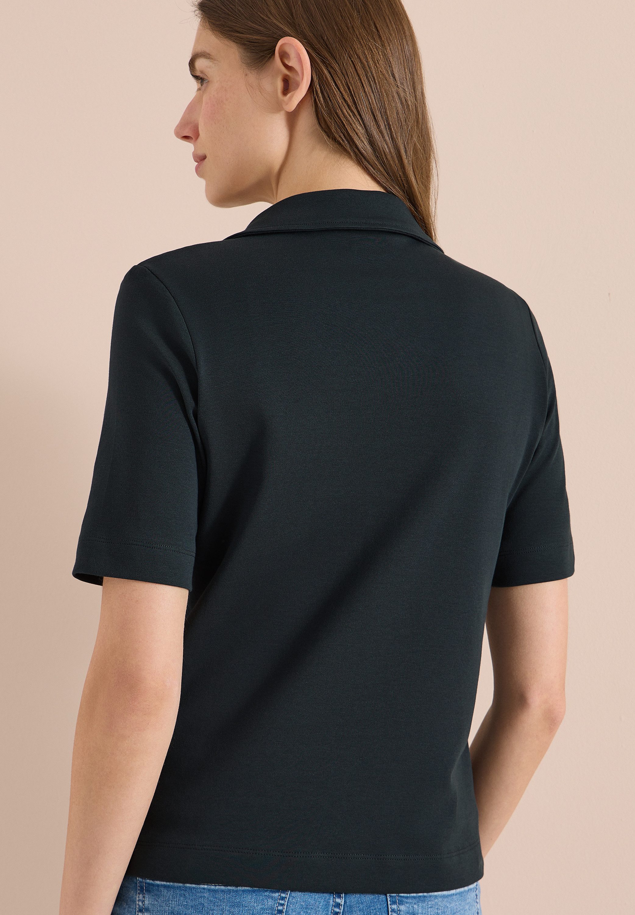 CECIL Poloshirt mit seitlichen Schlitzen im Saum